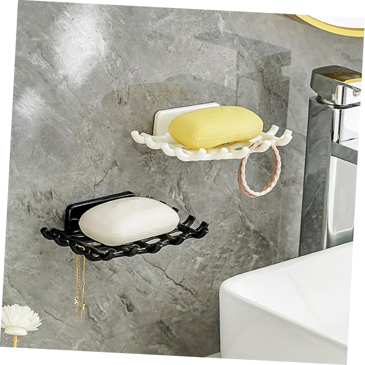 Zerodeko 4pcs Wall Mount Soap Dishes Drainer Grid Sturdy