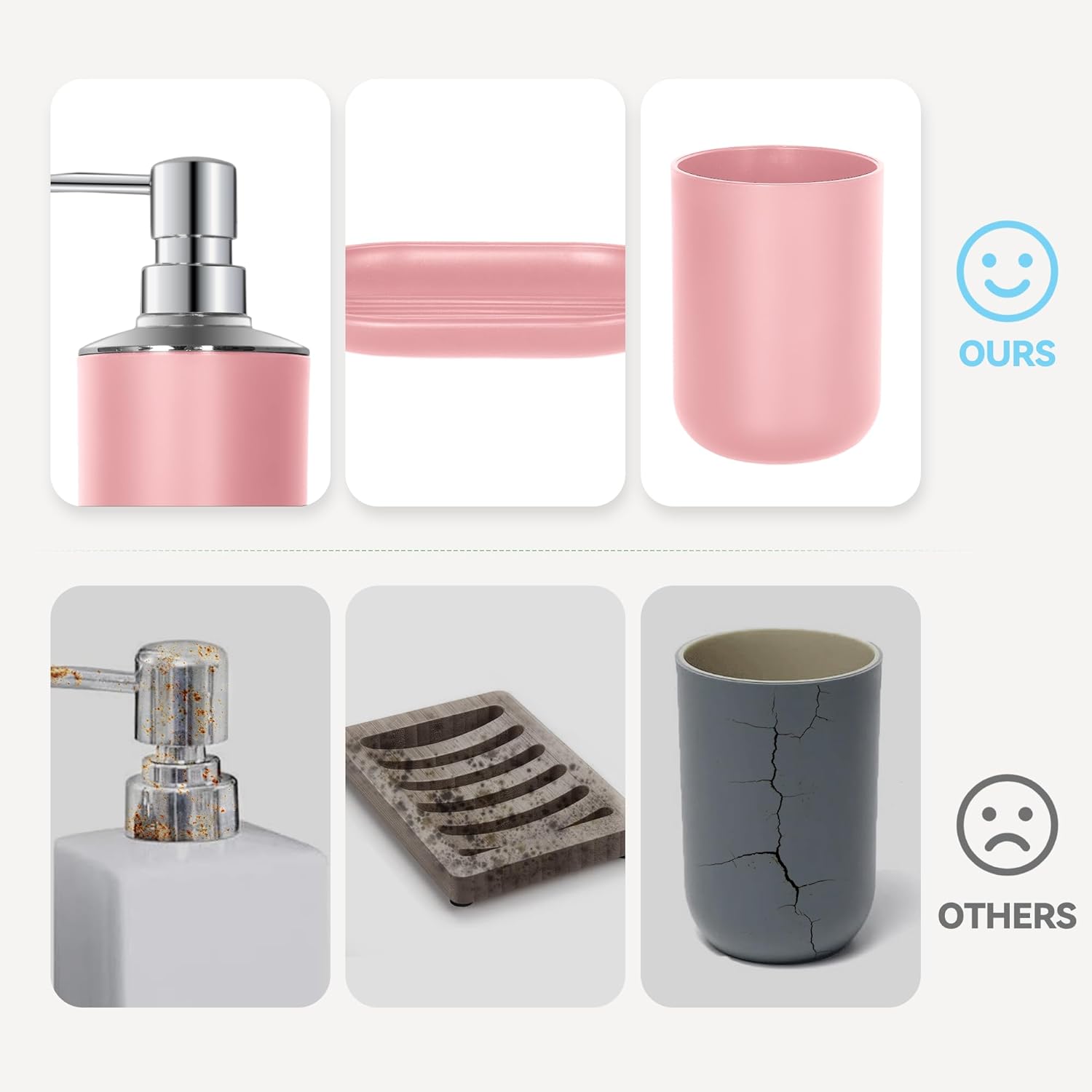 Pink Bathroom Accessories Set 4PCS Boho Decor
