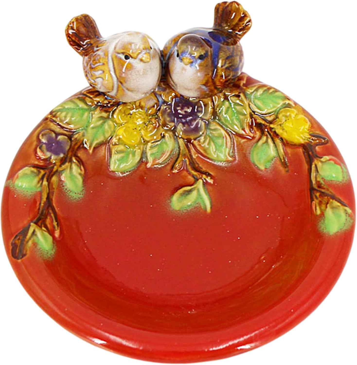 NASSMOSSE Bird Soap Dish Ceramic 5x5x3 Inch with Flower Leaf Pattern