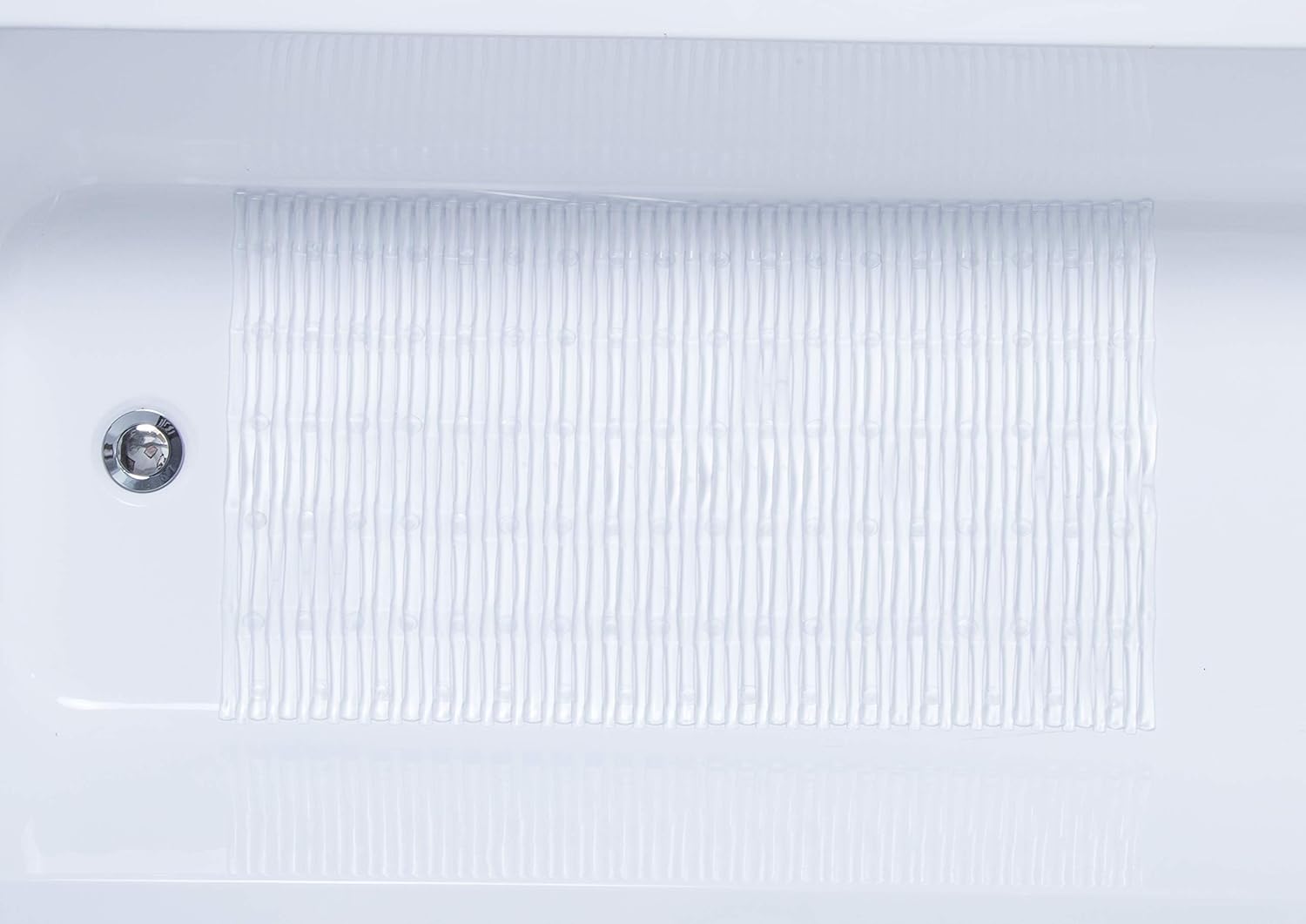TIKE SMART Bamboo Non-Slip Bath Mat - Clear Vinyl
