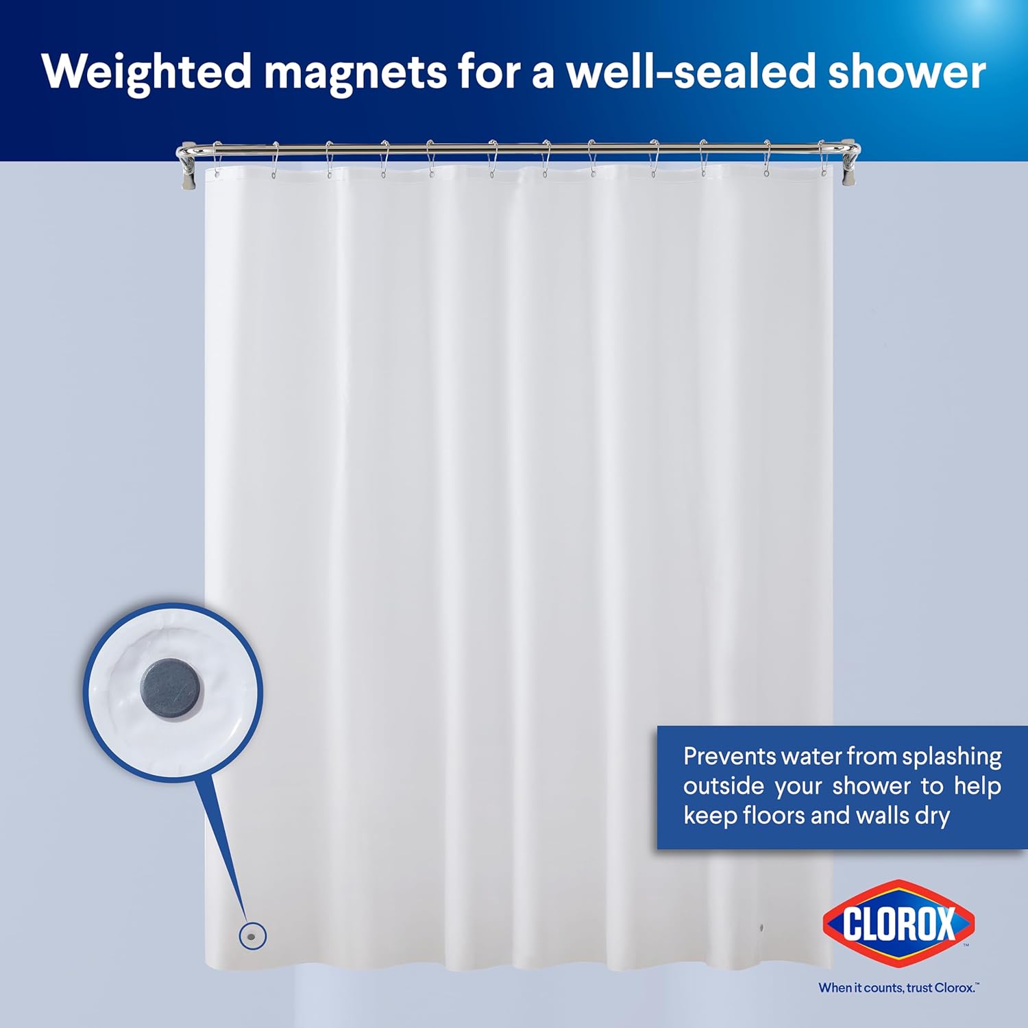 Clorox Premium White Shower Curtain Liner 70x72