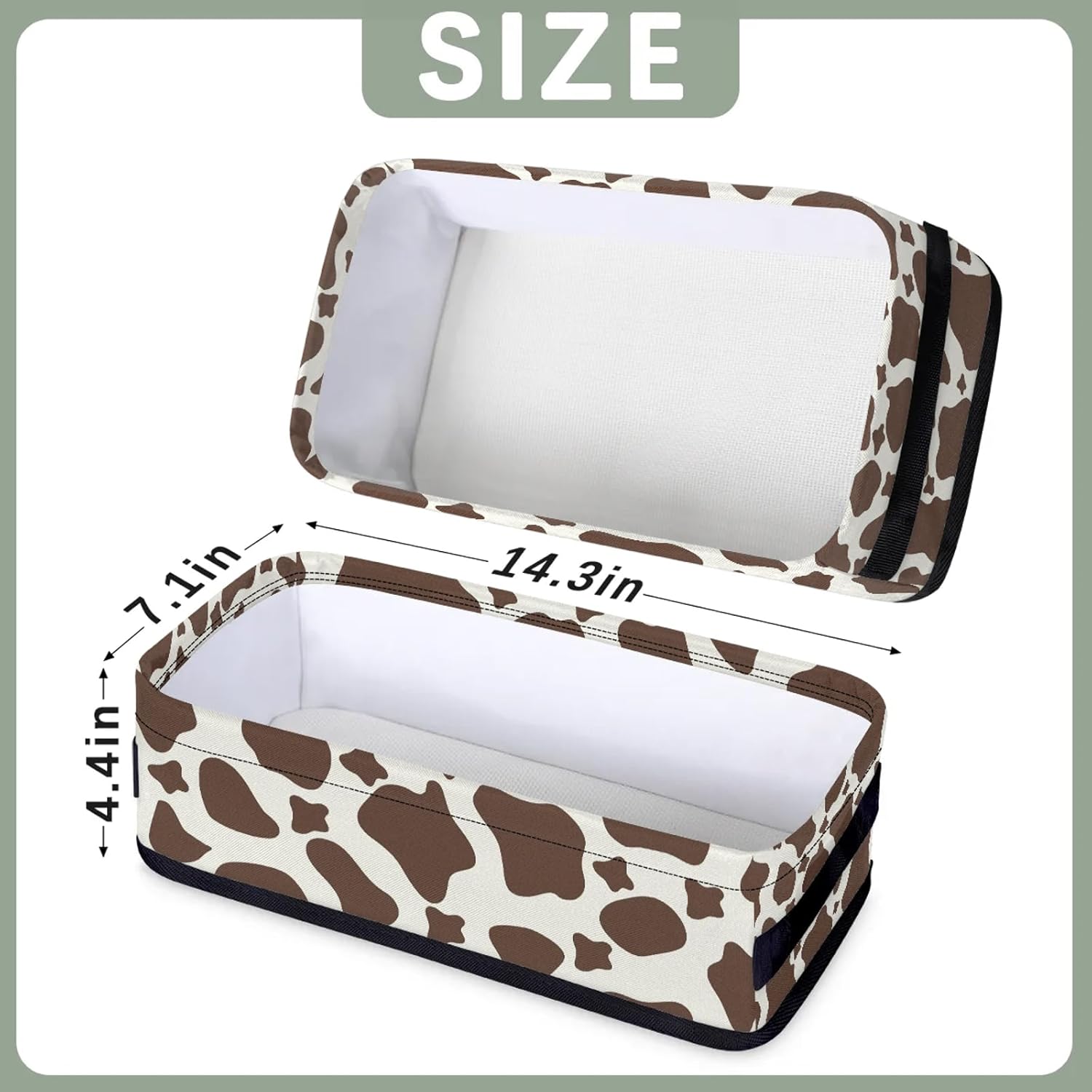 Cow Pattern Brown Bathroom Basket 2 Pack Foldable