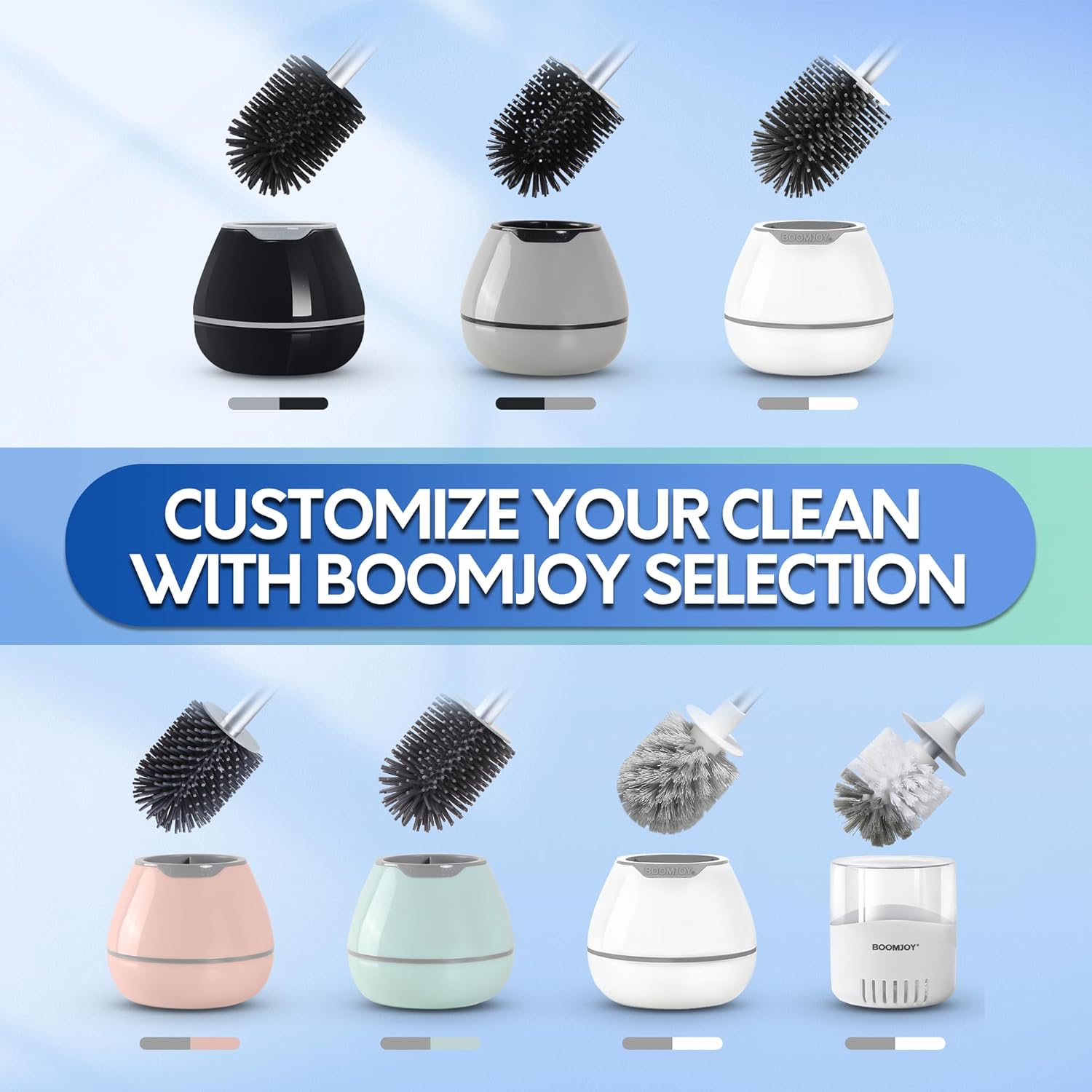 BOOMJOY Toilet Brush and Holder Set - White