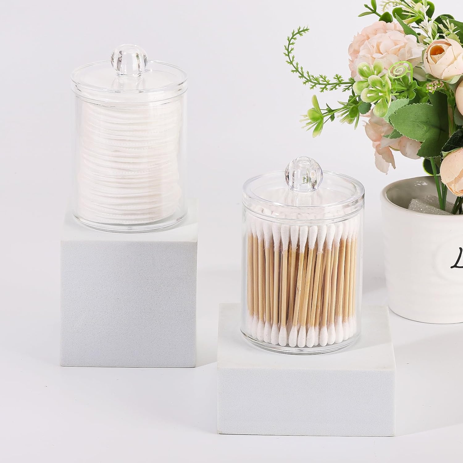 Tbestmax 4 Pack Q-tip Holder - Clear Plastic Bathroom Organizer