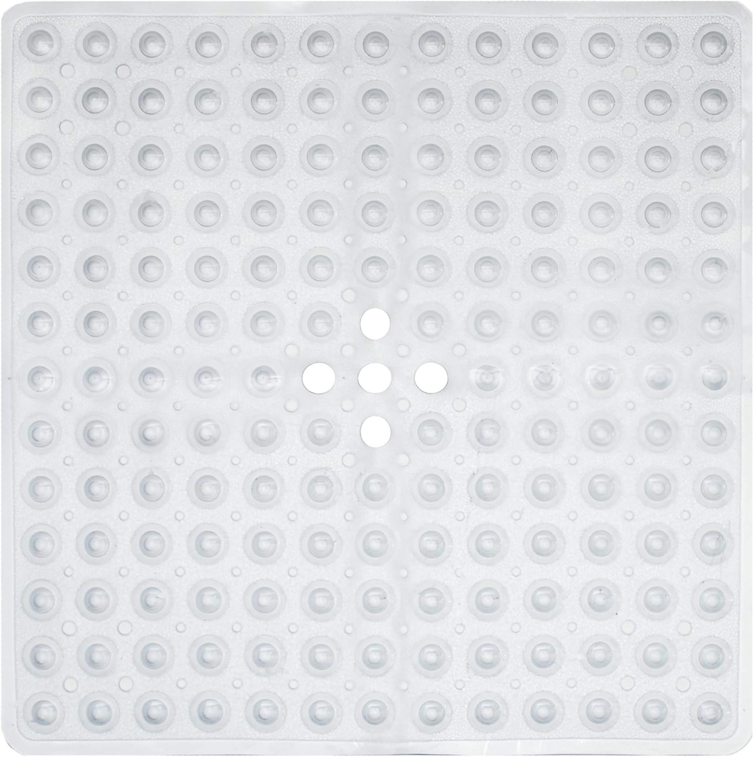 ENKOSI Square Shower Mat Non Slip 21x21 Clear with Drain Hole 1