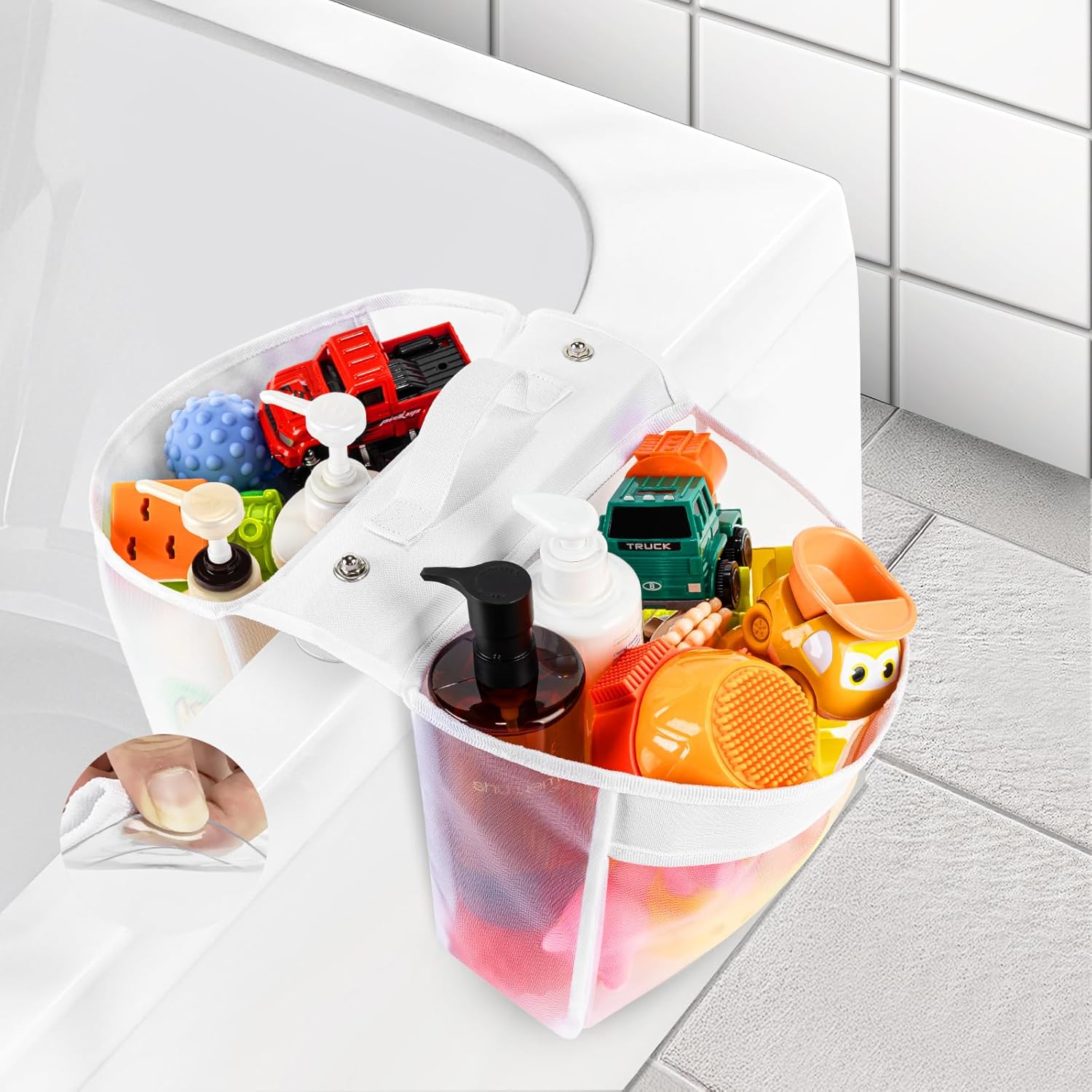 Playexen Bath Toy Organizer with Suction Cups and Handle