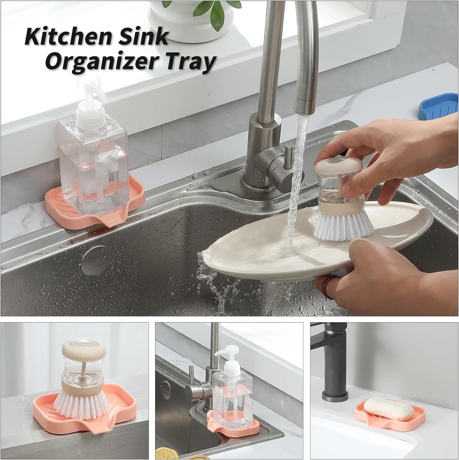 MicoYang Silicone Soap Dish with Drain Spout - Pink 49x32 Inch