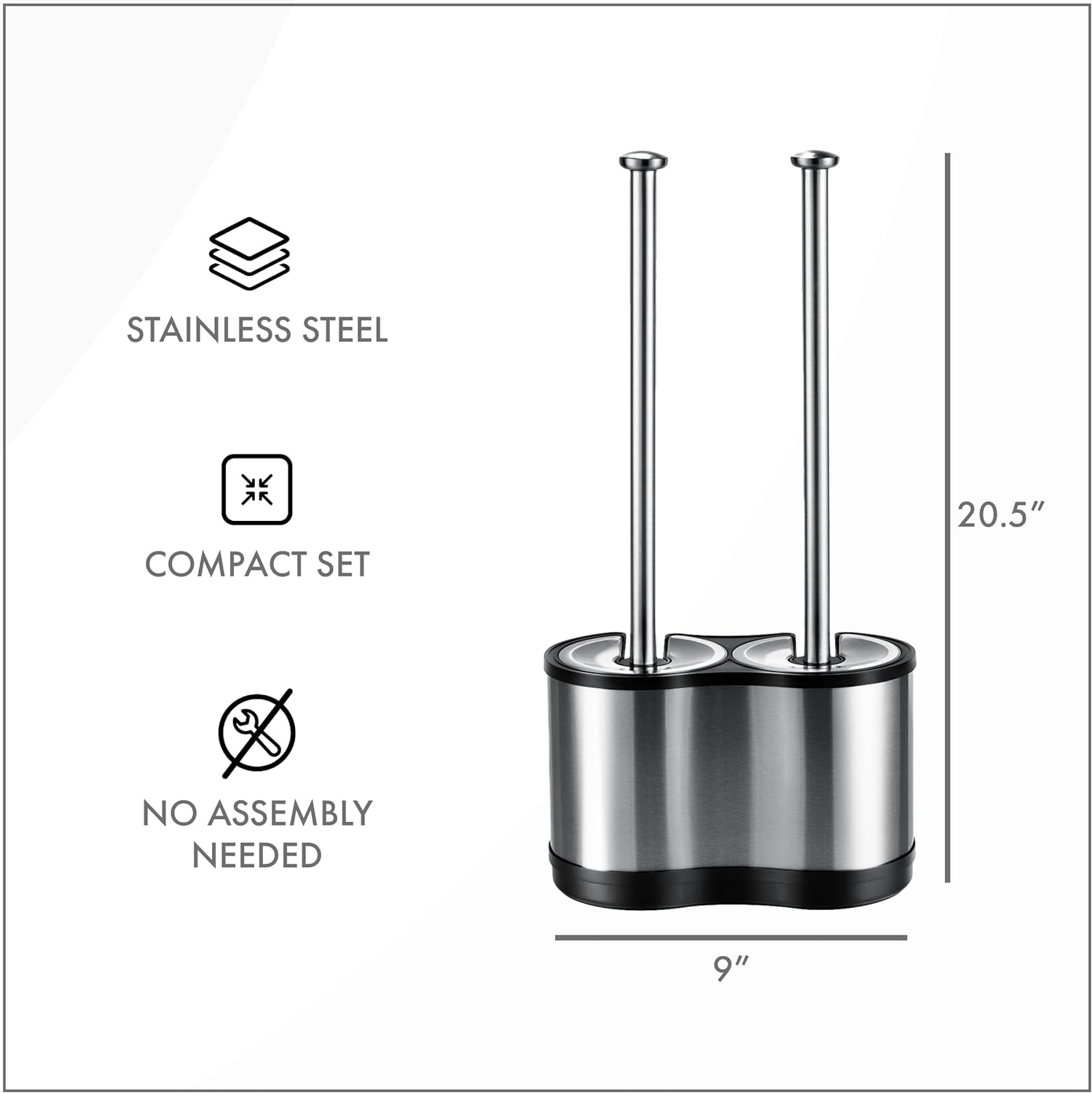 Modern Deluxe Freestanding Toilet Brush and Plunger Combo
