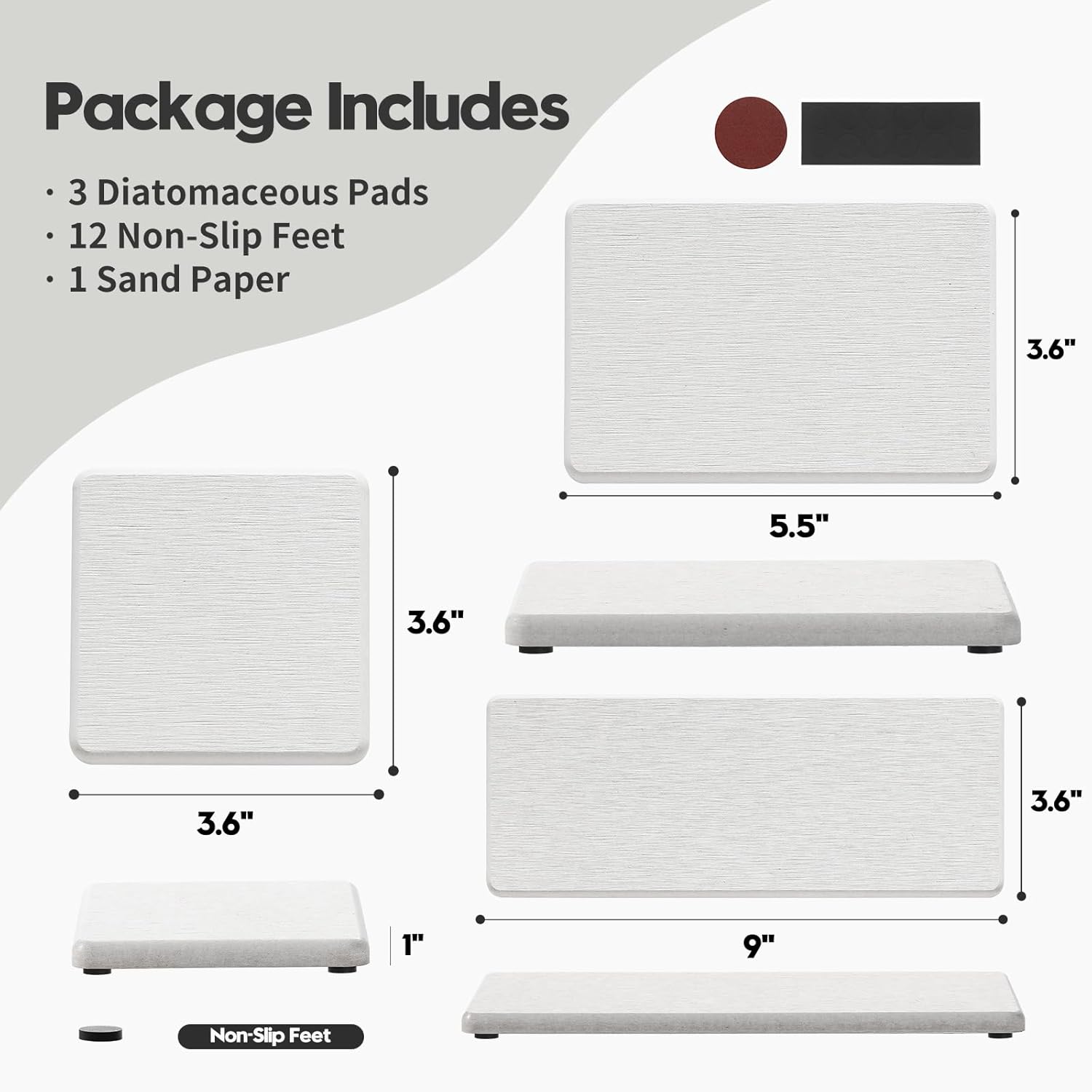 3PCS Bathroom Sink Vanity Trays with Quick Drying Stone