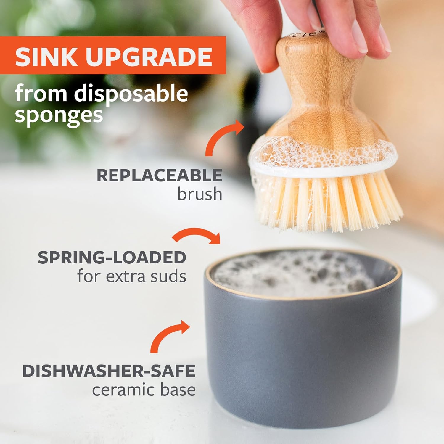 Full Circle Bubble Up Brush Dispenser Gray