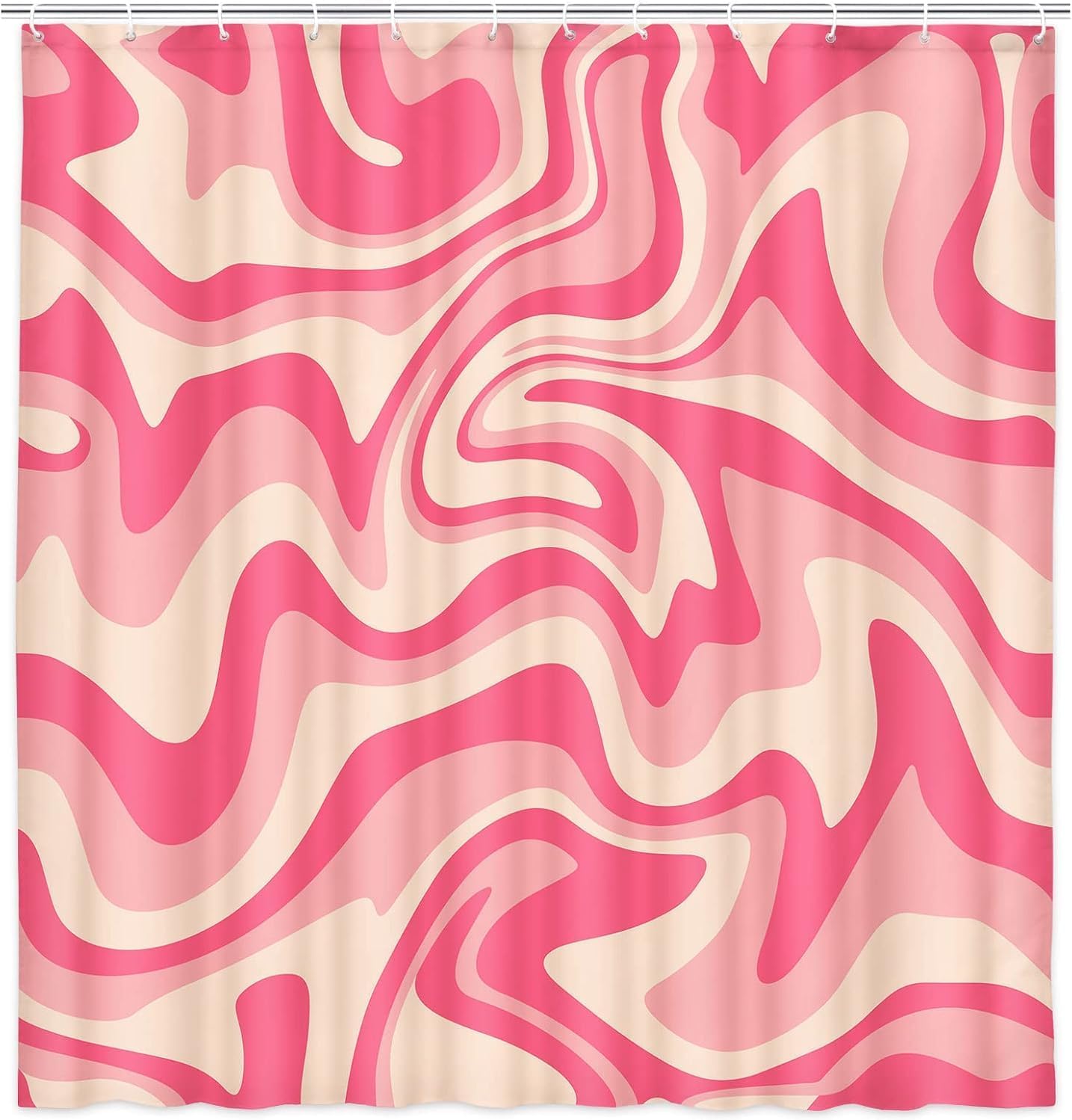 Dongbei Pink Boho Wavy Swirl Shower Curtain 69x75in