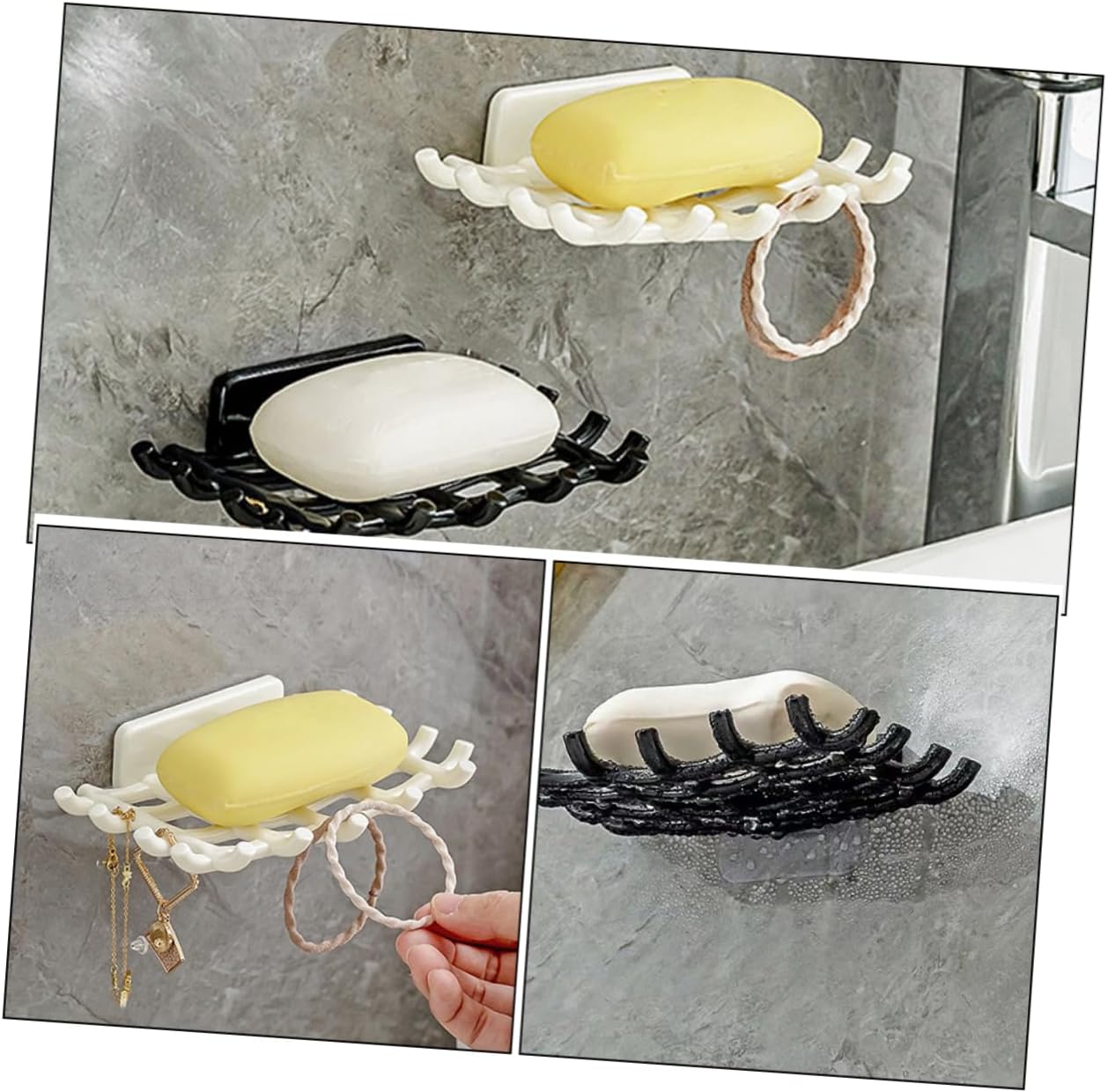 ABOOFAN 4pcs Self-Draining Soap Dish for Bathroom Wall