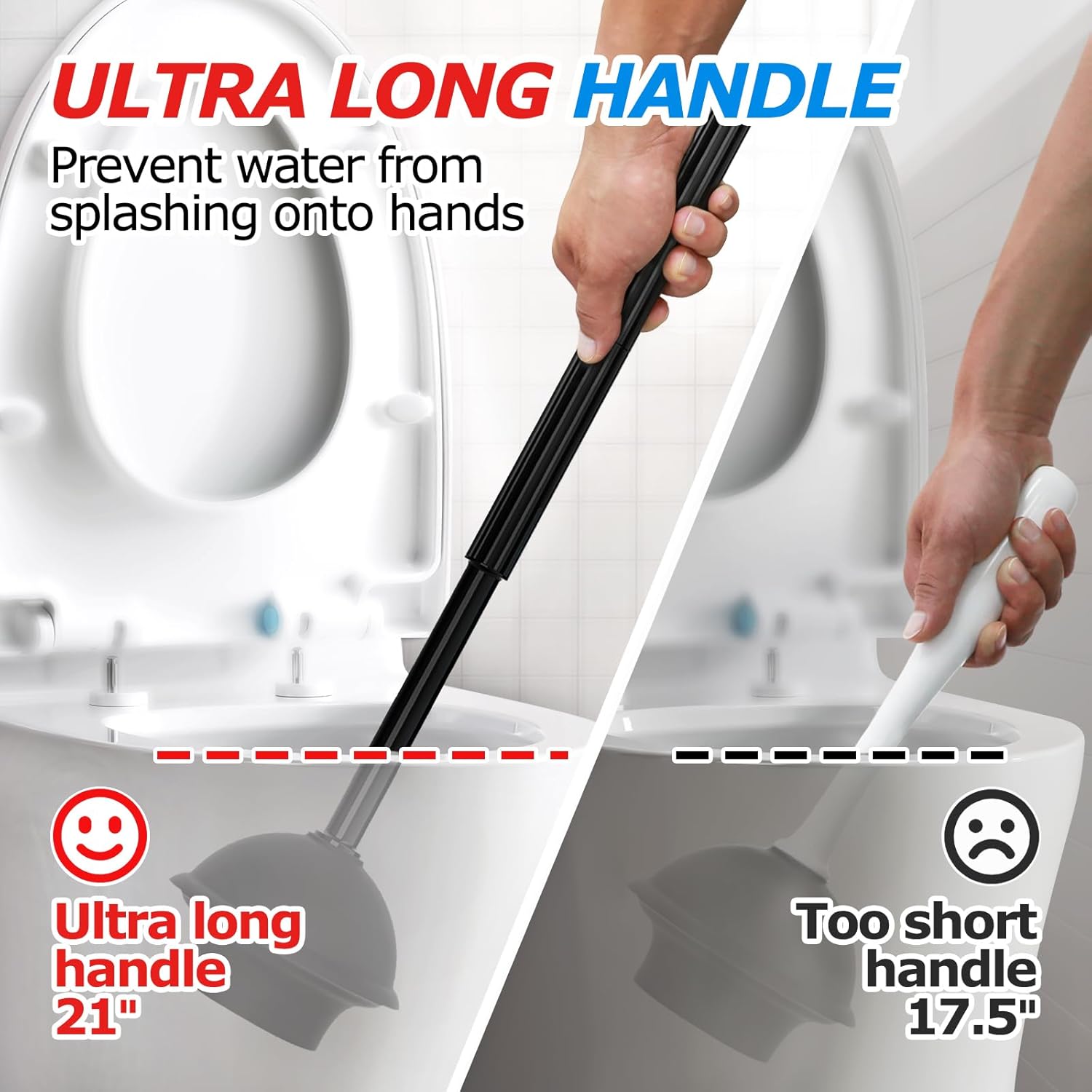 FORASTO 2 in 1 Toilet Plunger and Brush Set Black