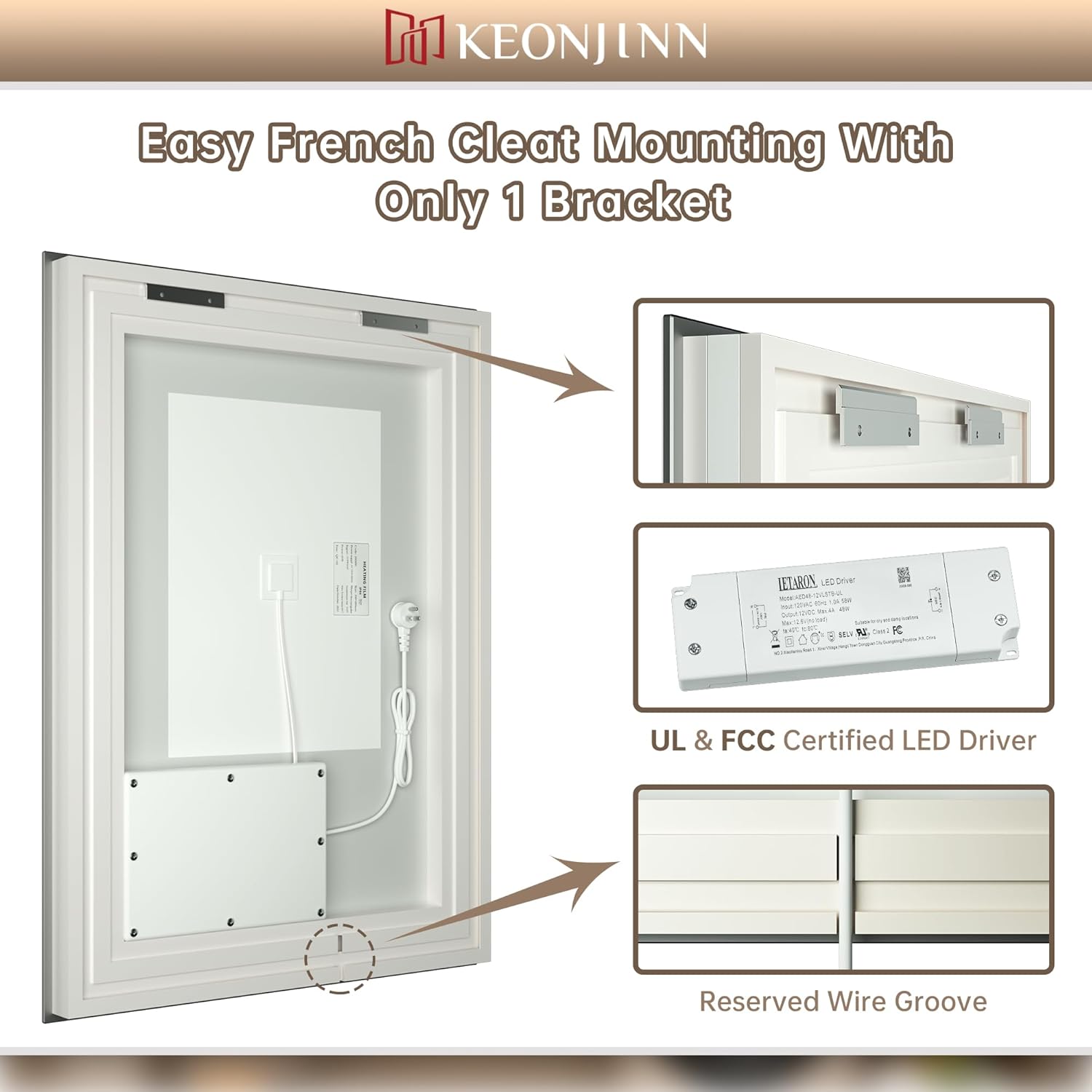 Keonjinn 55x30 LED Mirror with Frontlit and Backlit