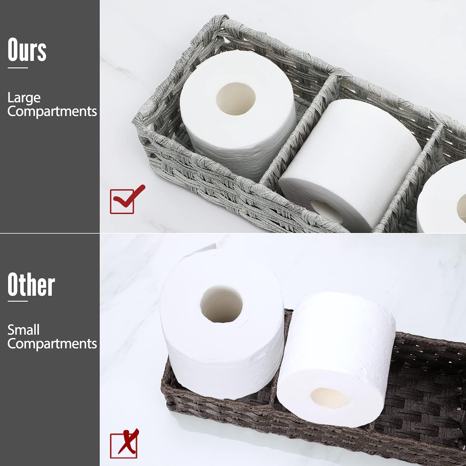 AOZITA Toilet Paper Basket with Larger Compartments