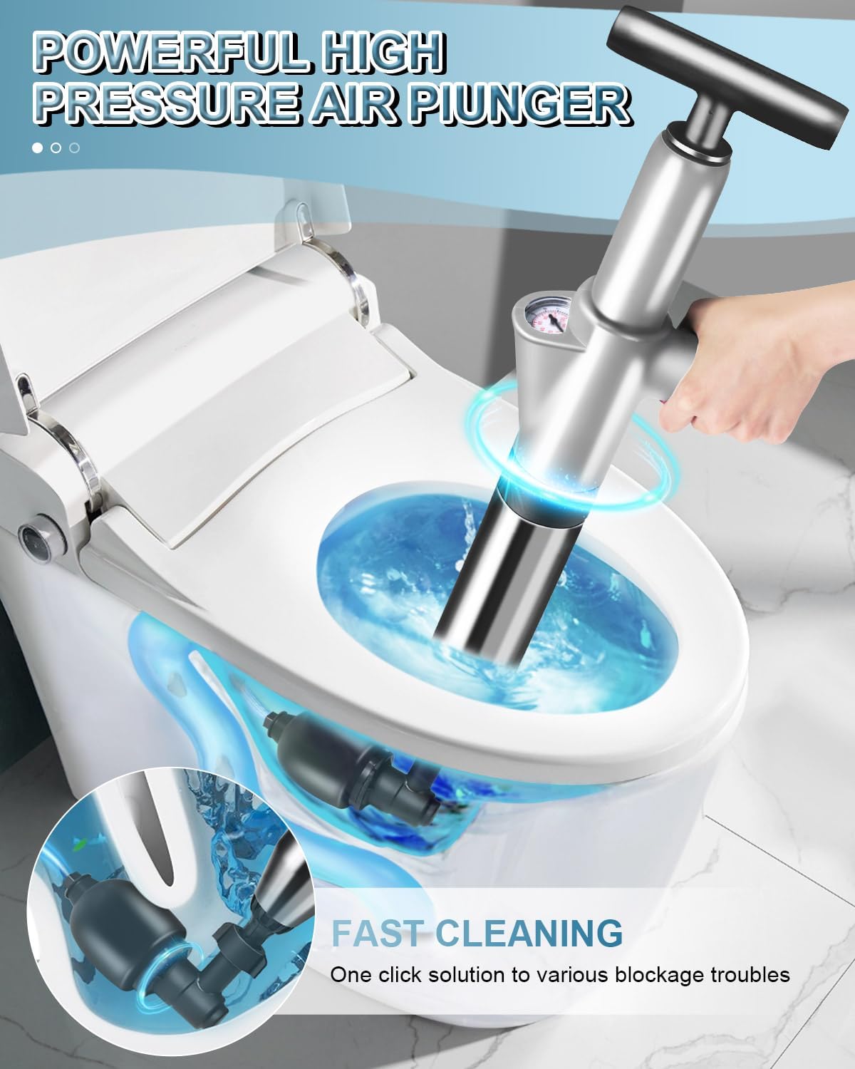 LIVEHITOP High-Pressure Toilet Plunger with Air Drain Clog Remover