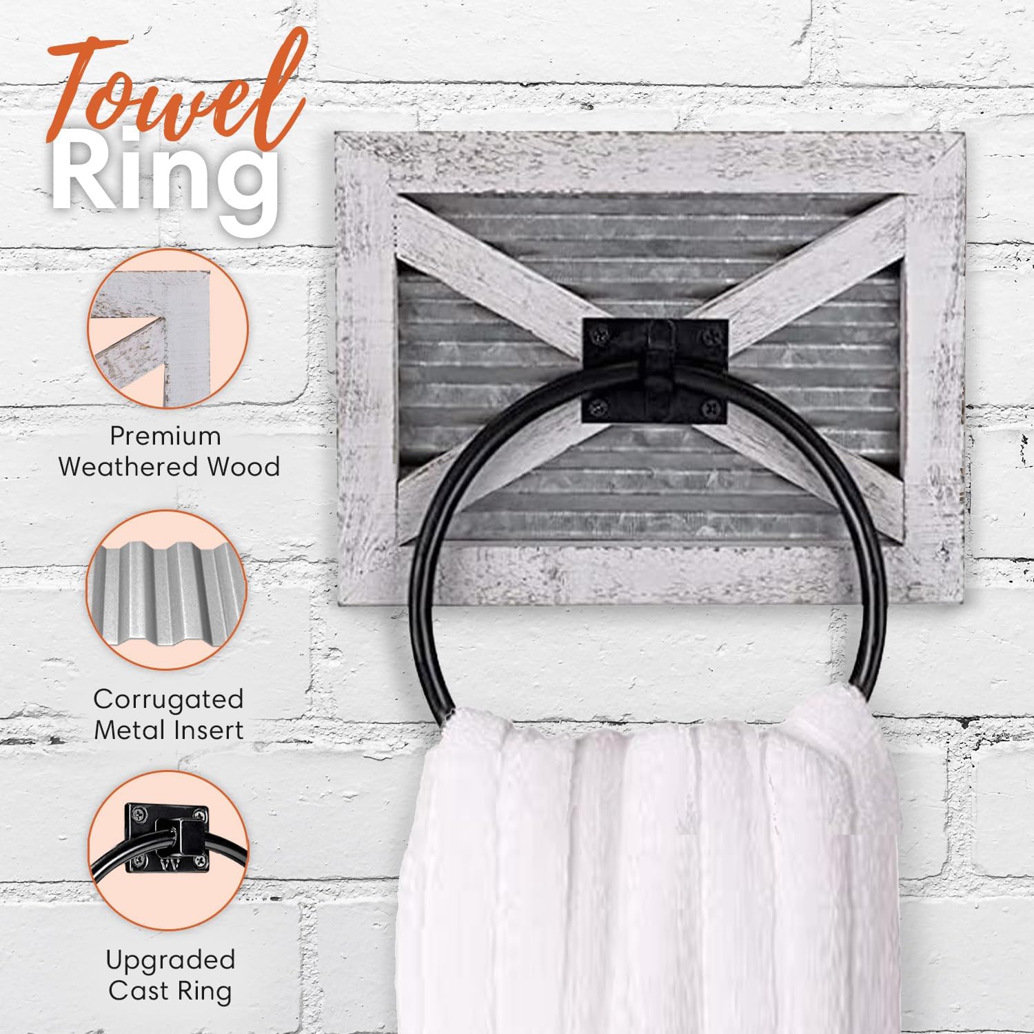 Autumn Alley Rustic Farmhouse 3PCS Towel Set Holder