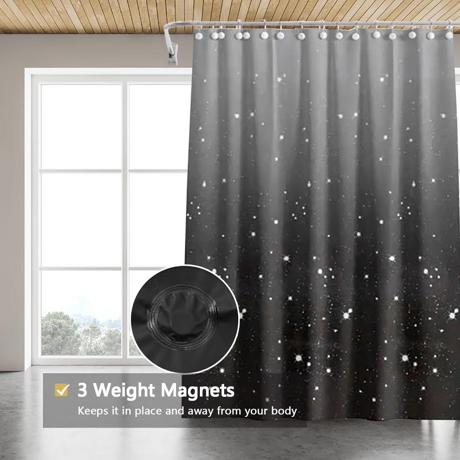 TIKABC 72x72 Inch Magnetic PEVA Shower Curtain Liner