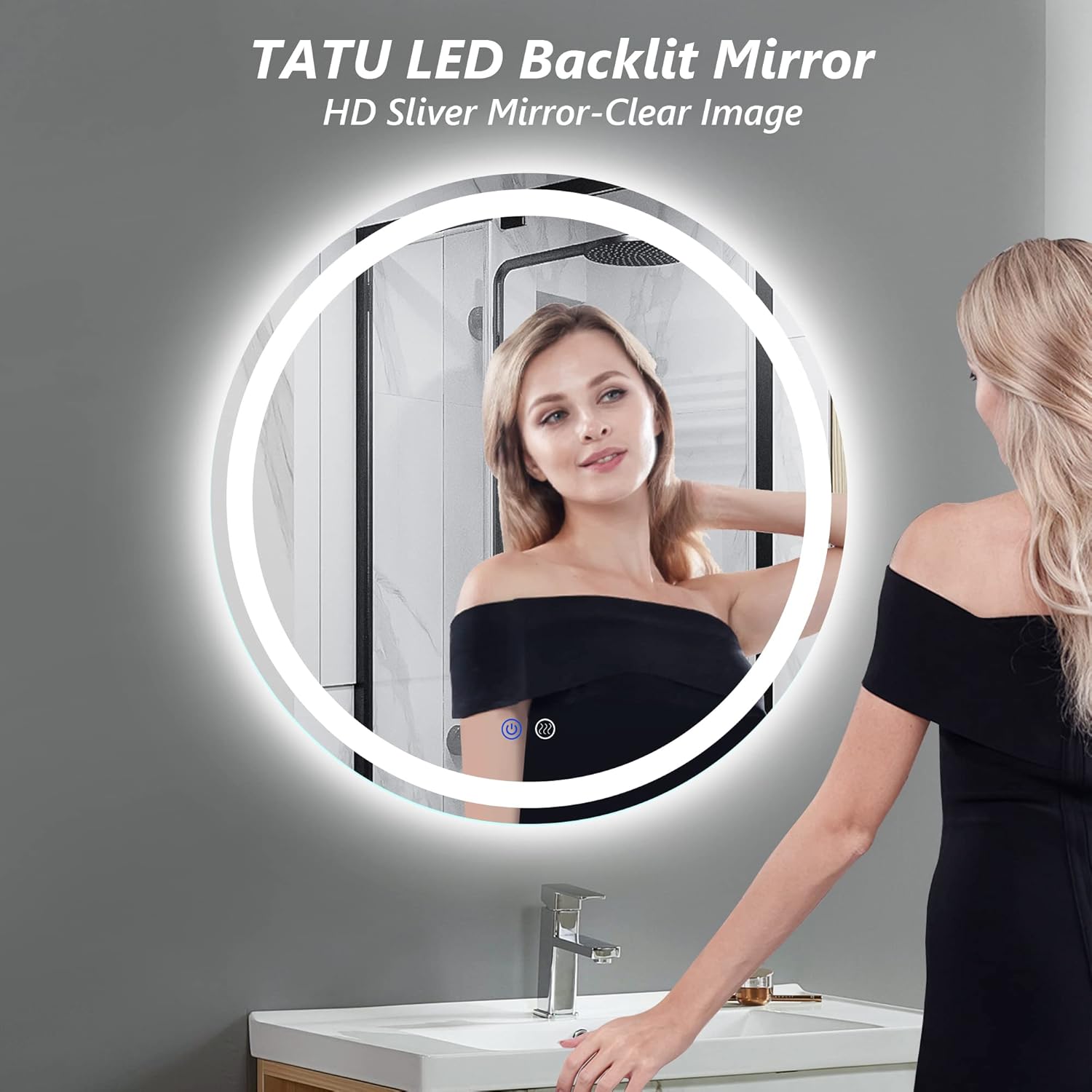 TATU 24 Inch LED Round Backlit Vanity Mirror 1