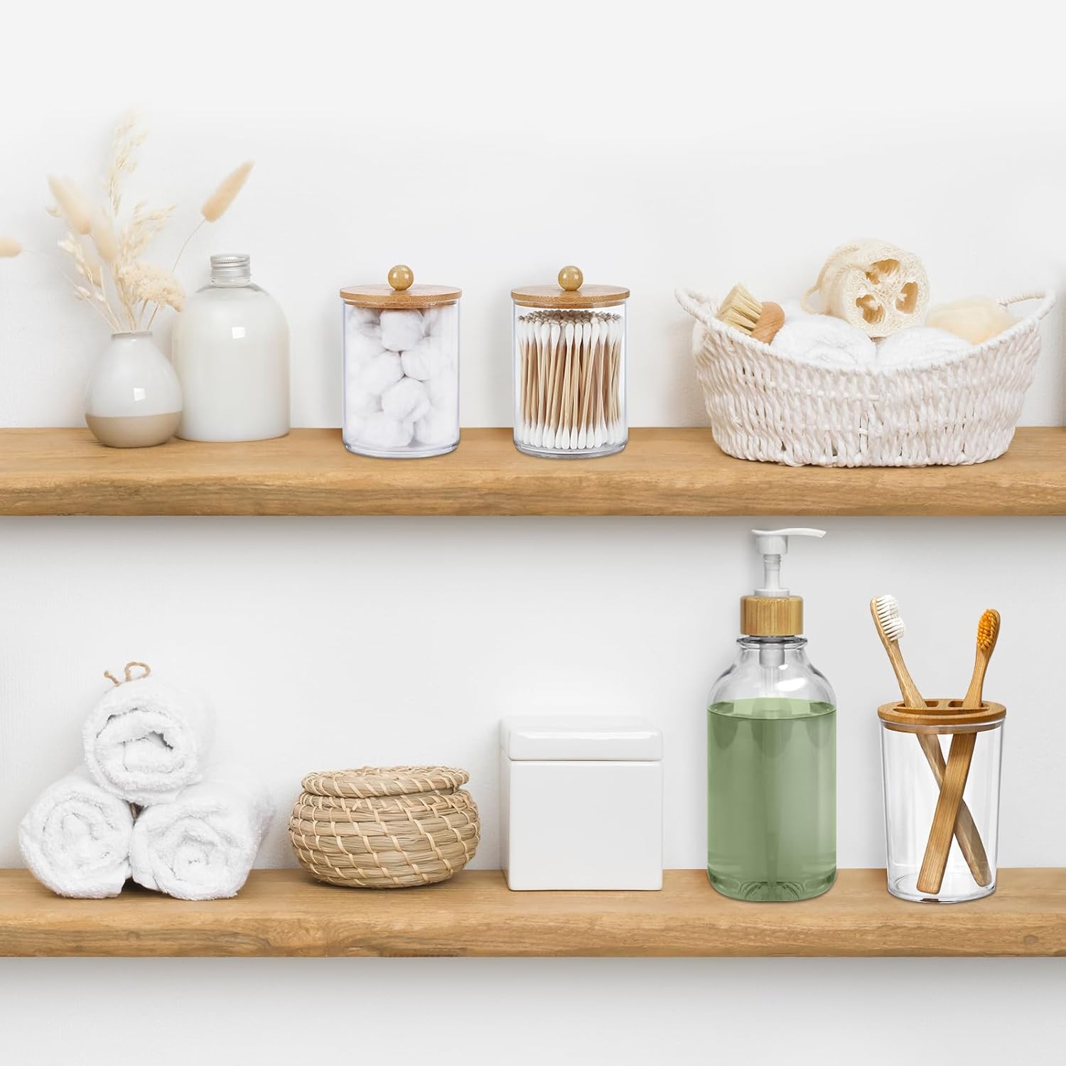 SGHUO 4pcs Boho Bamboo Bathroom Decor Set 1