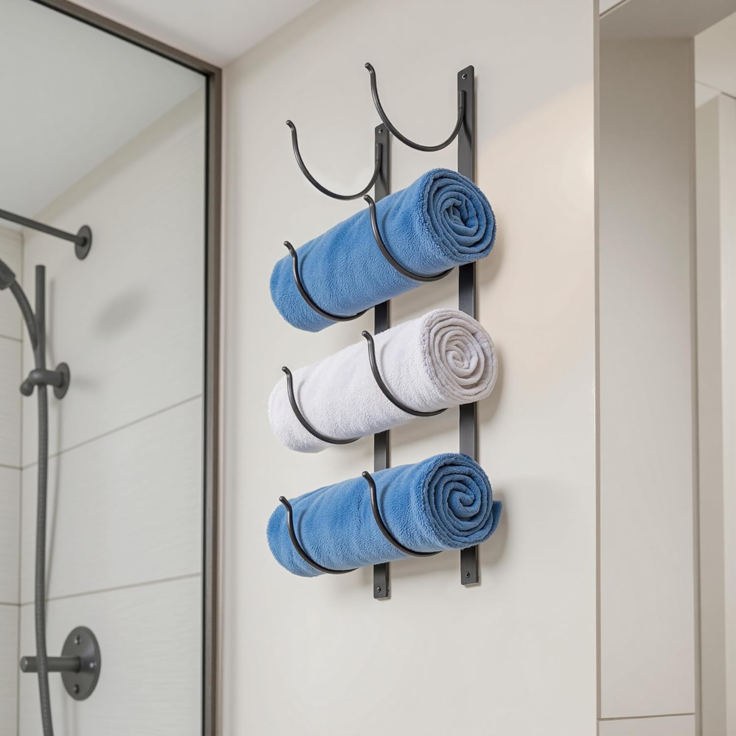 Josmimic 4-Tier Black Metal Towel Rack