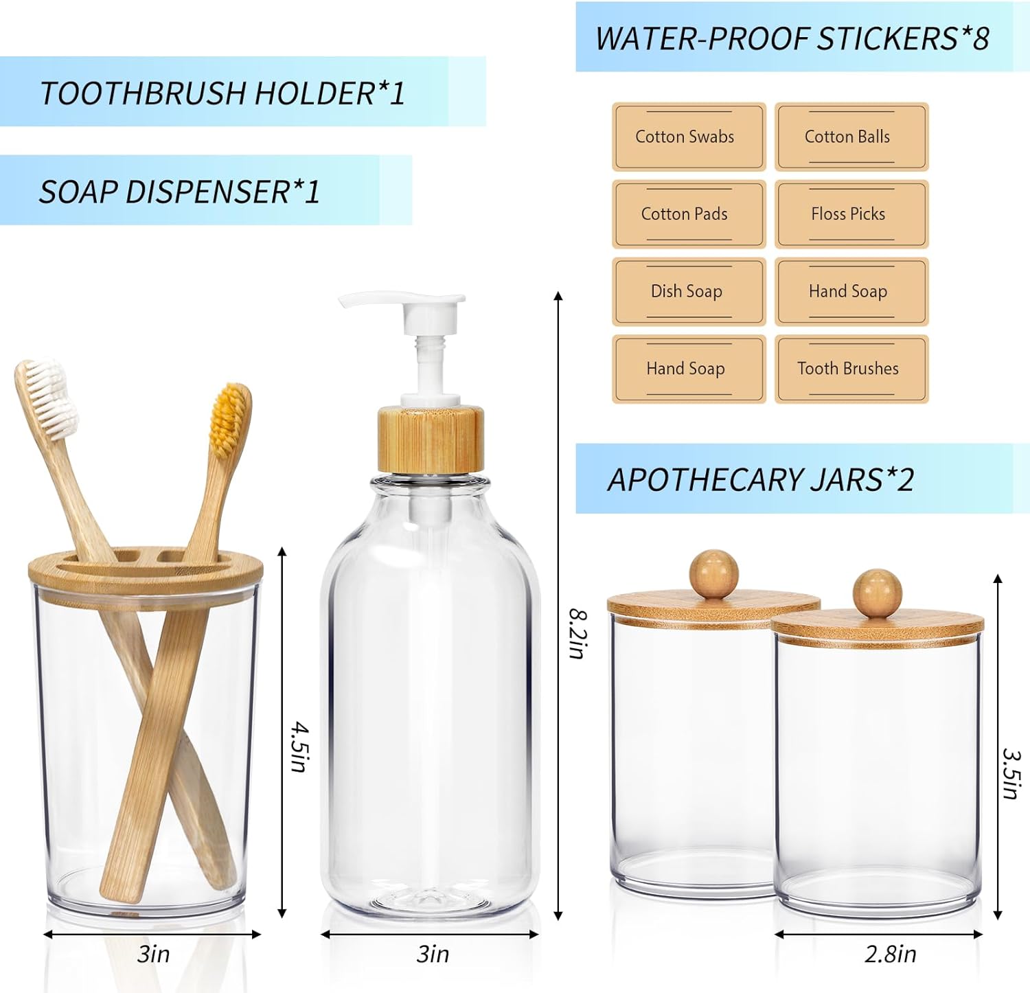 SGHUO 4pcs Boho Bamboo Bathroom Decor Set 1
