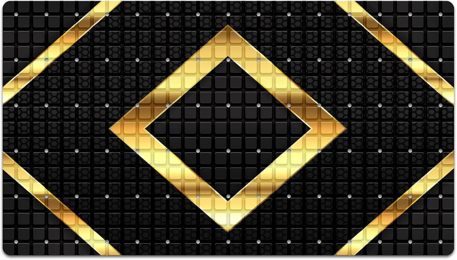 Extra Long Black Gold Geometry Bathtub Mat