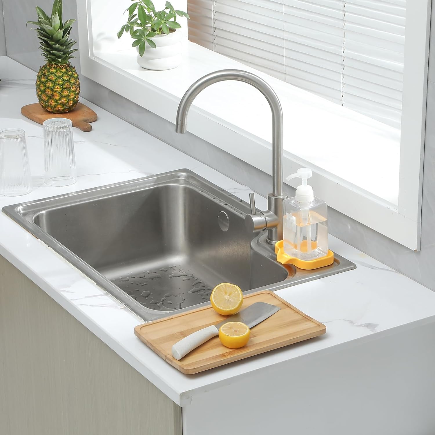 MicoYang Silicone Soap Dish with Drain Spout - Yellow 4932
