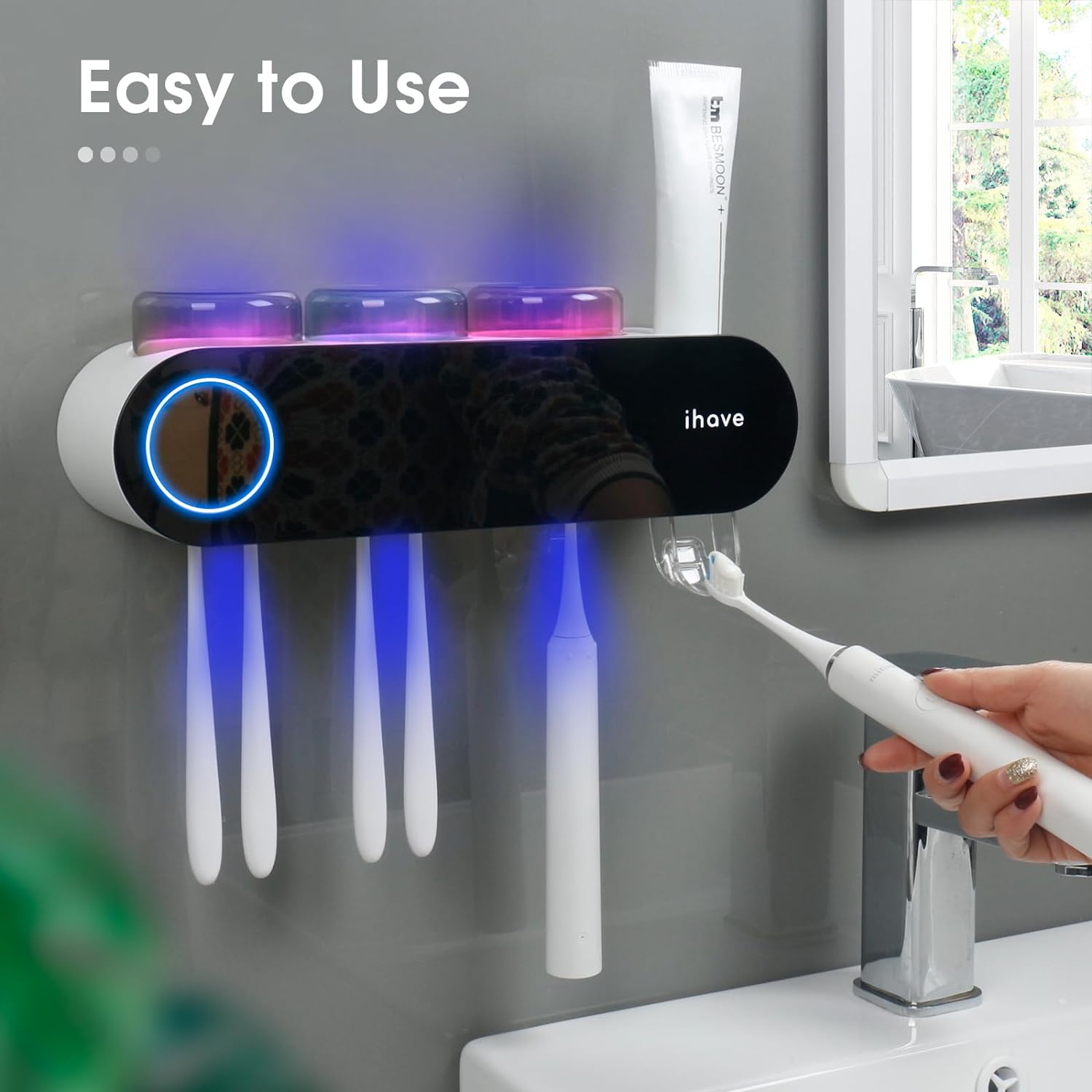 iHave UV Toothbrush Sanitizer Holder with Dispenser