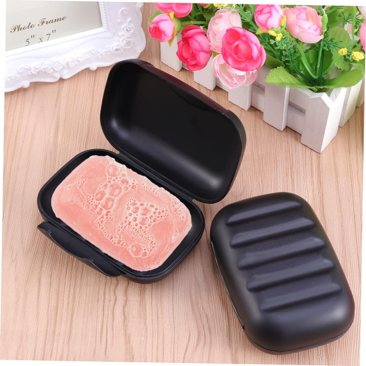 Ciieeo Portable Leakproof Soap Dish for Travel Hiking Black