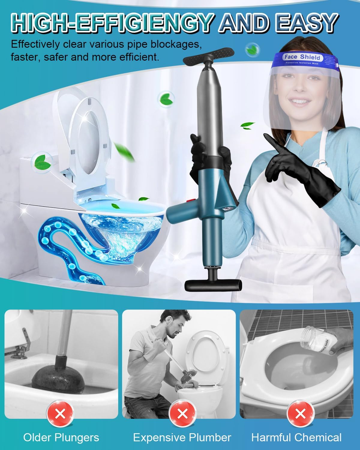 Livehitop High Pressure Toilet Plunger Tool