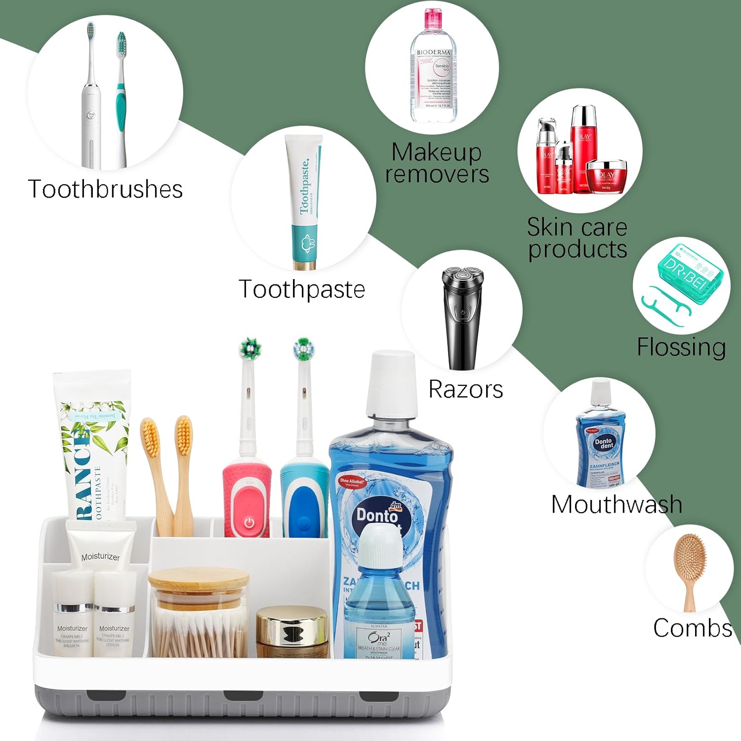 GFWARE White Toothbrush Holder with 7 Slots and Drainage