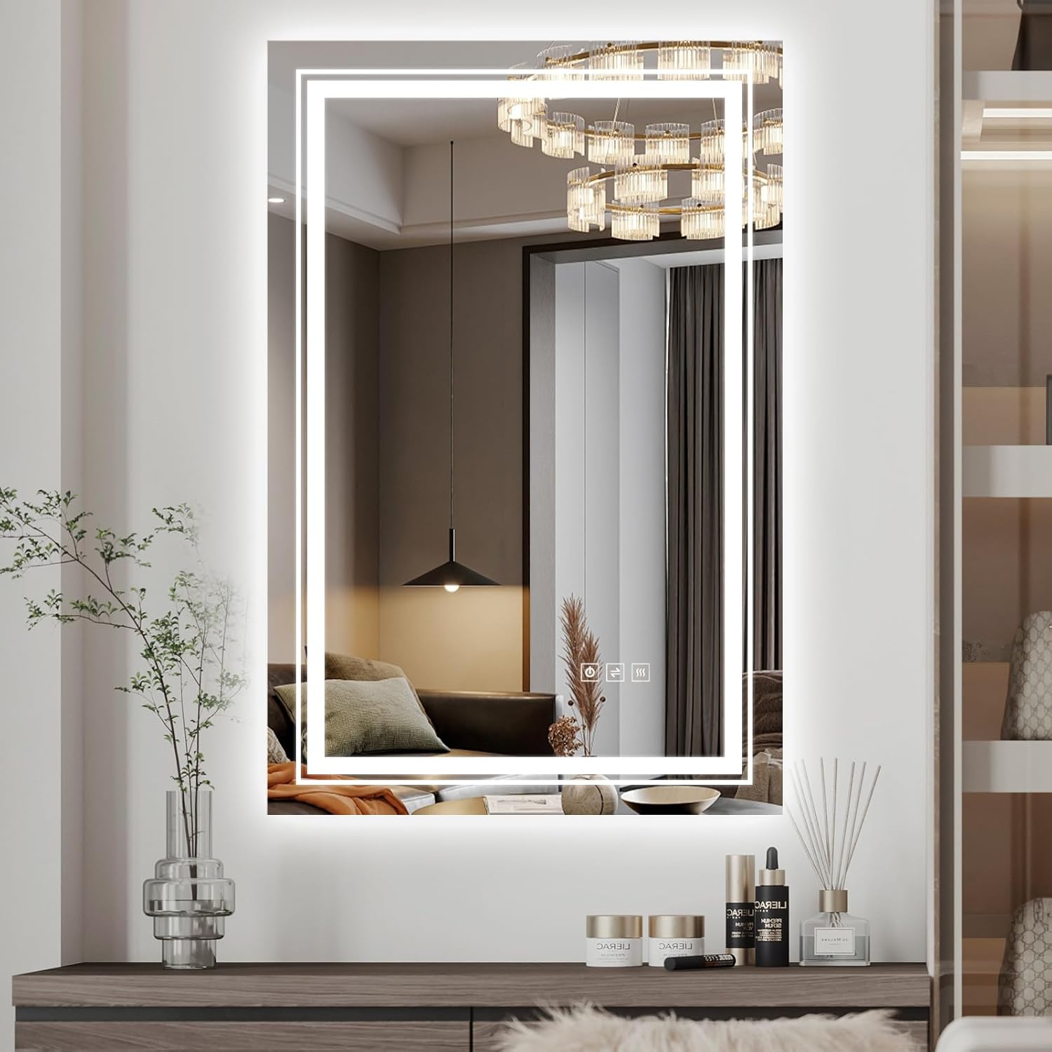 TOTOUS 24x32 LED Mirror with Front and Backlit Light