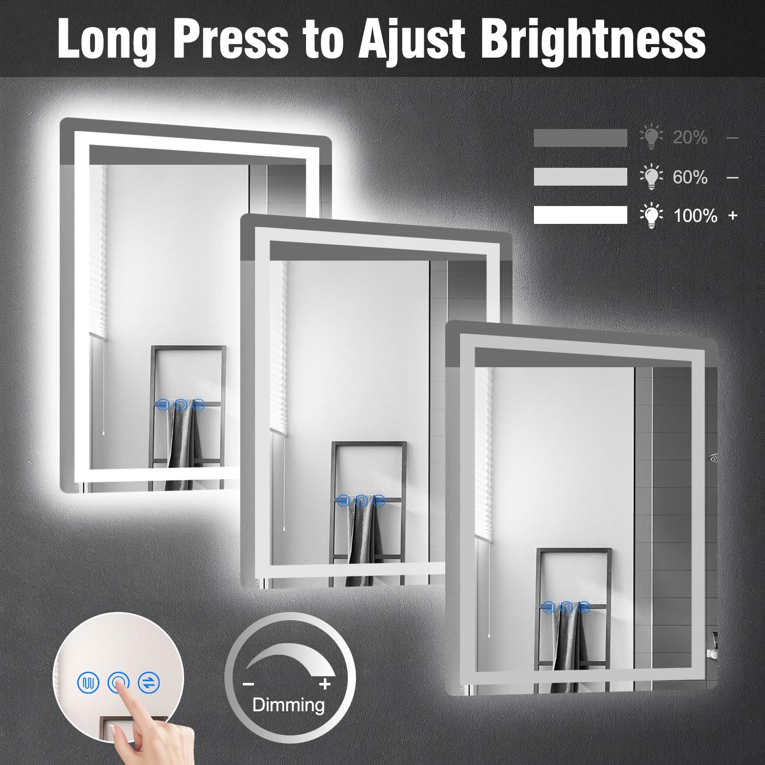 GoZoom LED Bathroom Mirror 20x28 with Lights