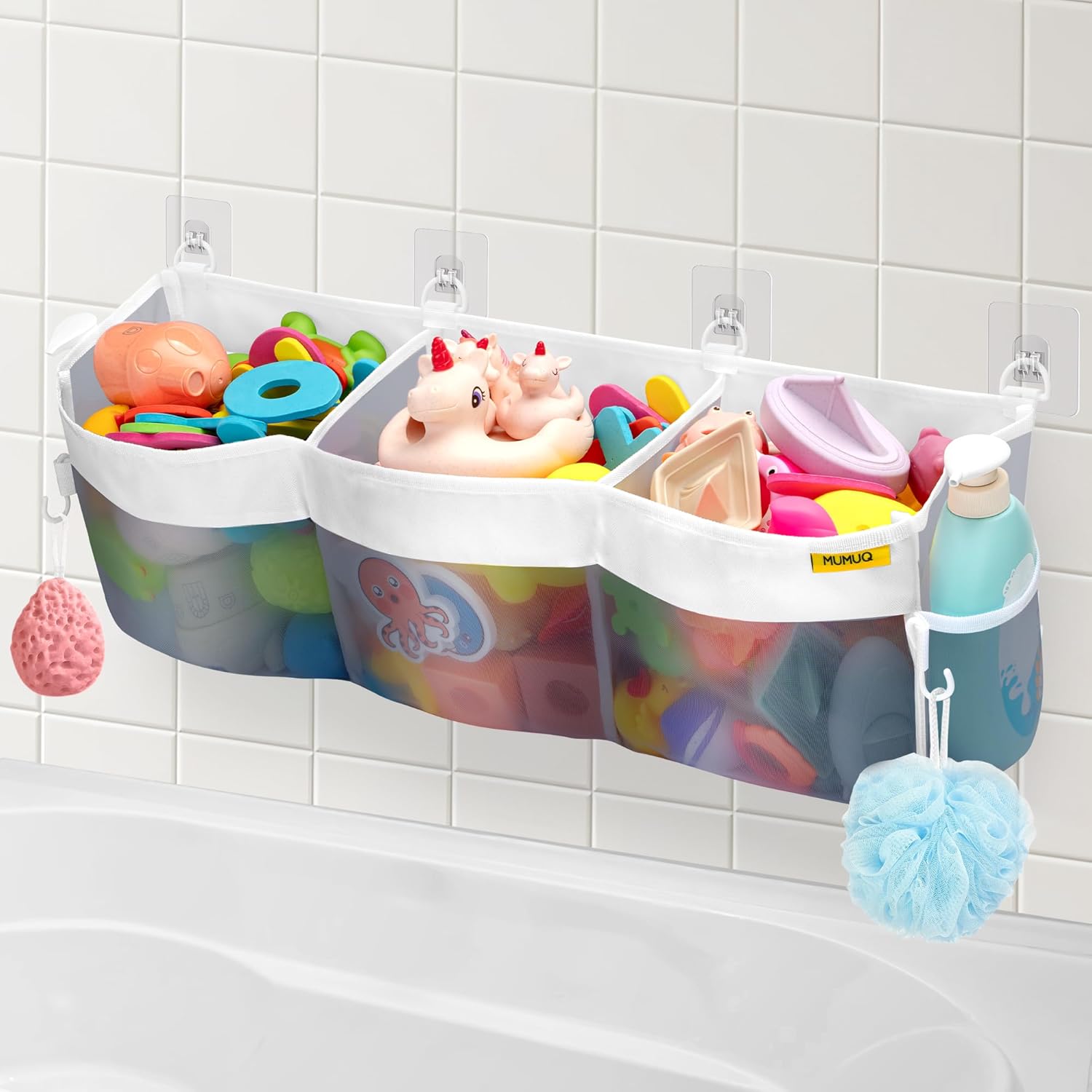 MUMUQ 3 Compartment Bath Toy Storage Bag 1