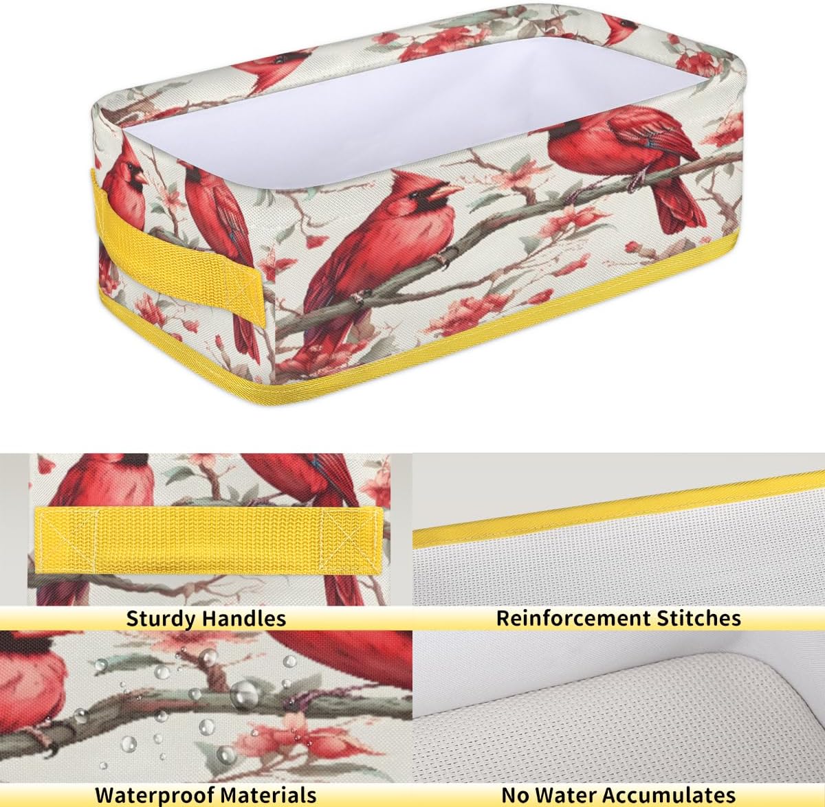Skonsati Cardinal Birds Toilet Paper Storage Basket with Handles