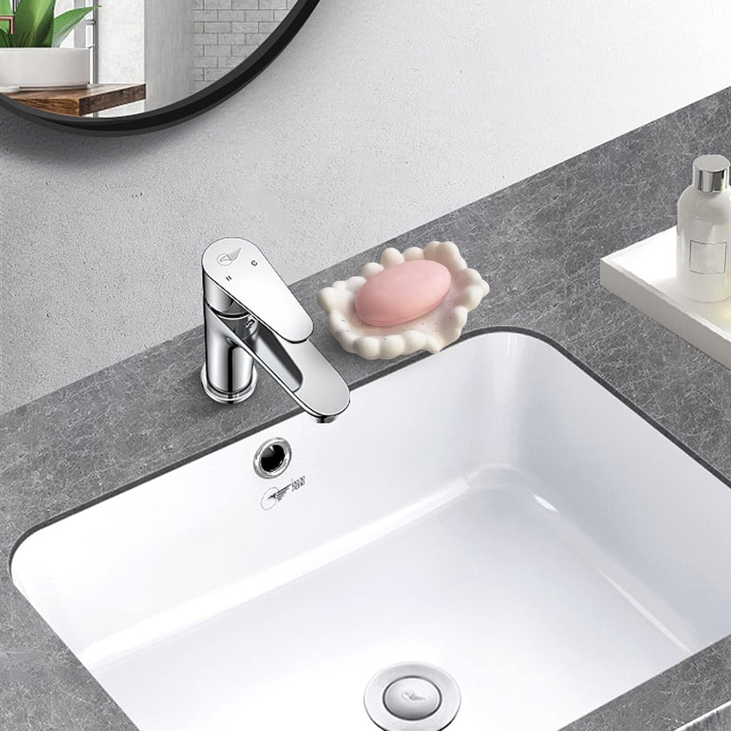 White Ceramic Soap Dish with Self-Draining Design 1