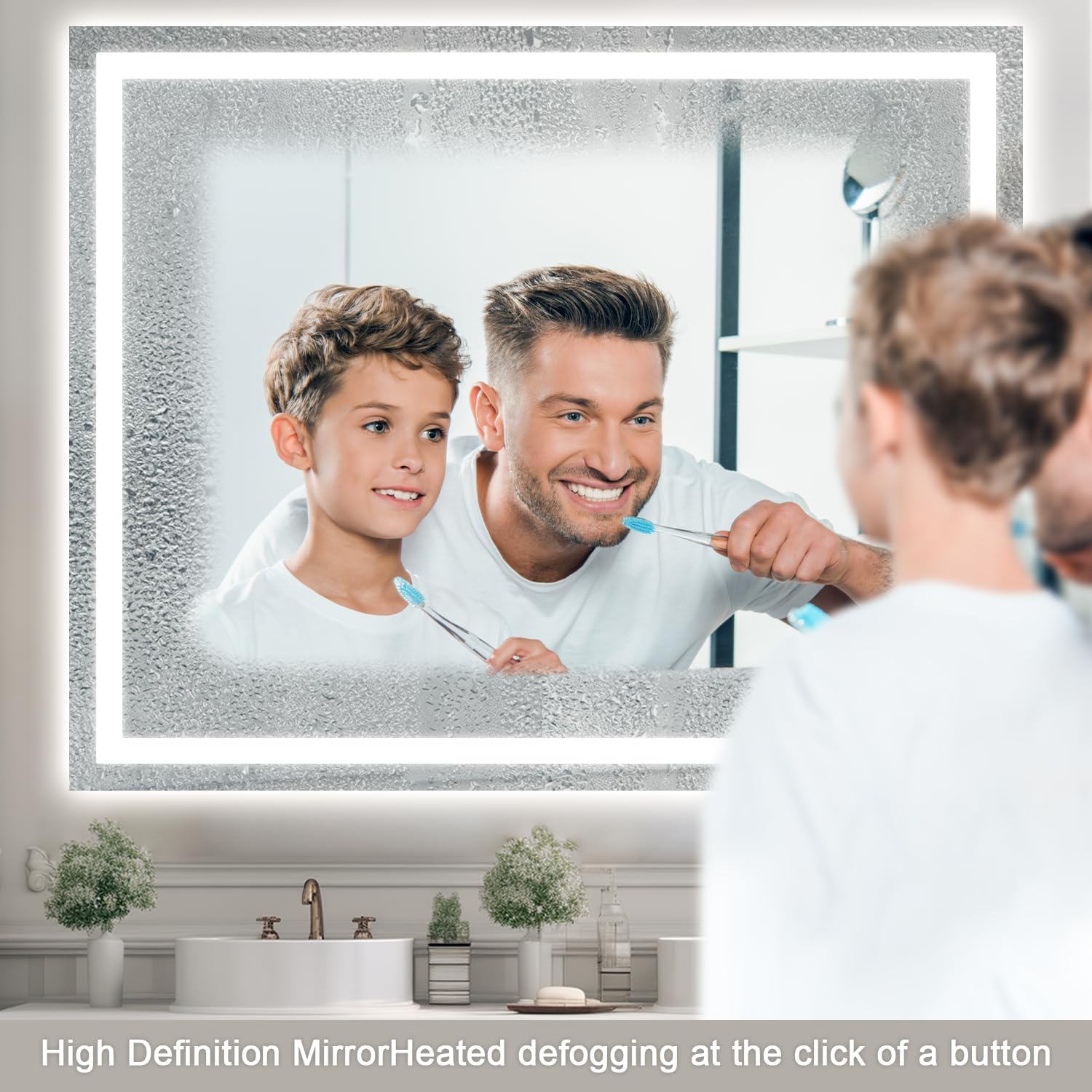 Zeerry 32x40 Inch LED Bathroom Mirror with Touch Switch and Anti-Fog