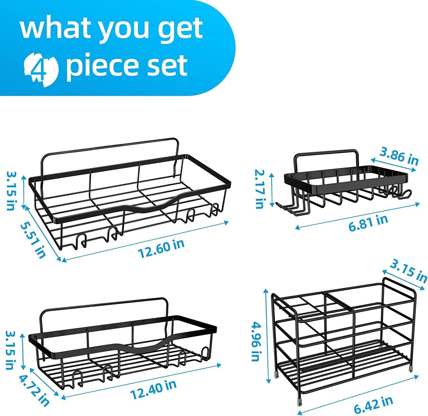LovYiu 4 Pack Shower Caddy Set No Drilling