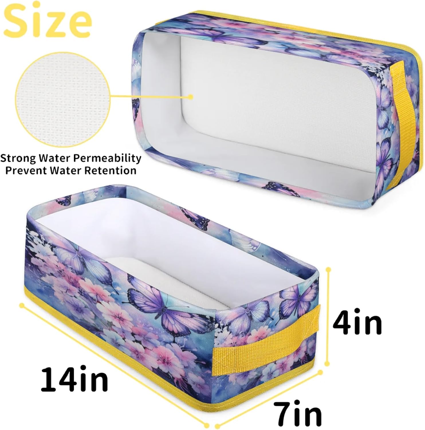 Butterfly Flower Toilet Paper Storage Basket with Handles