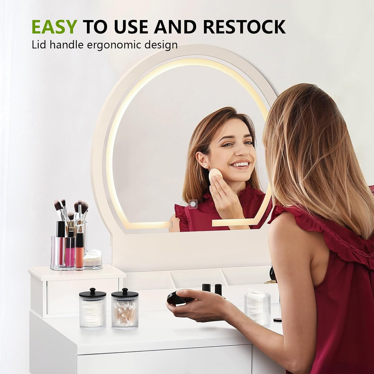 3 Pack Qtip Holder - Elegant Glass Bathroom Storage Set