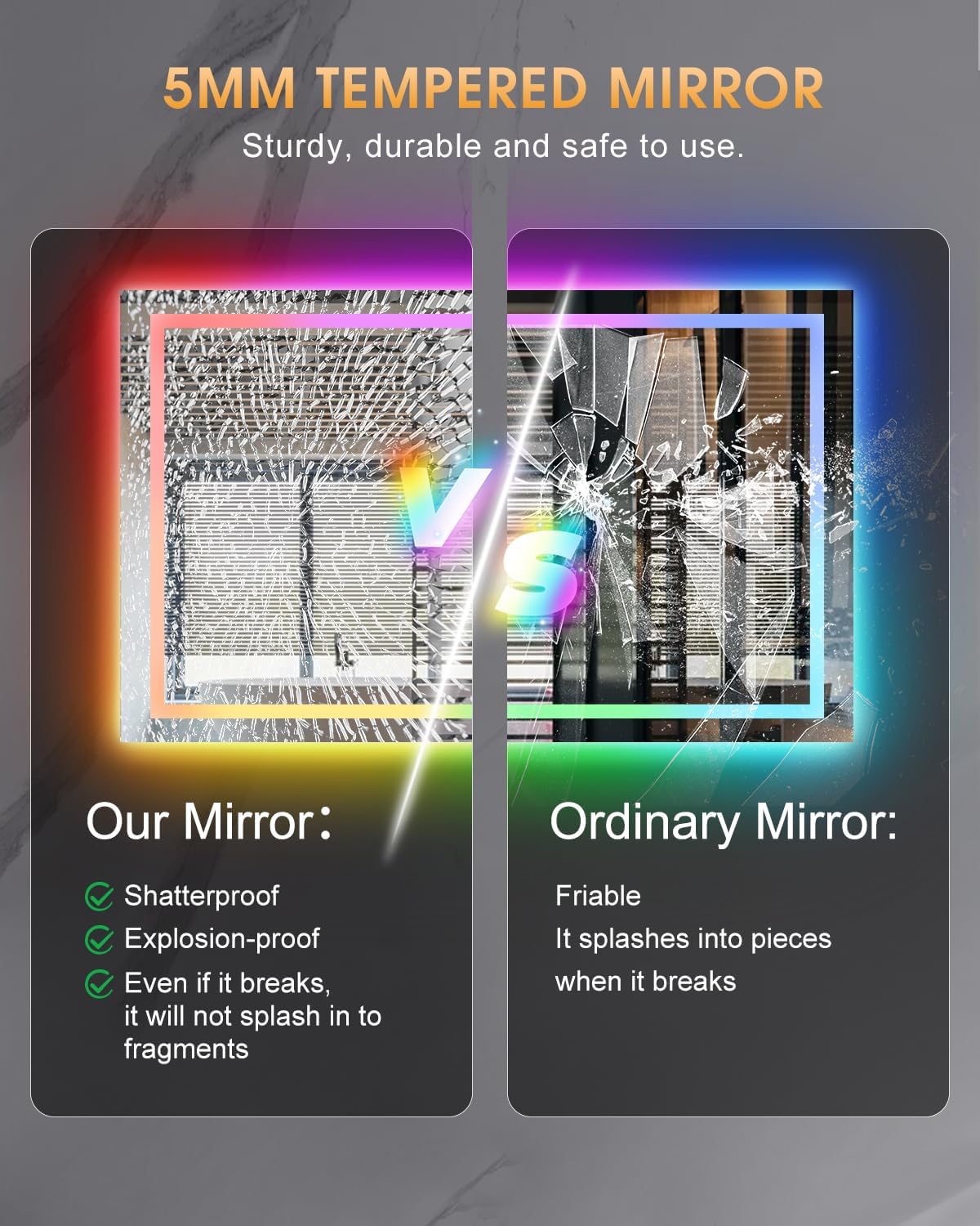 Oneup 55x36 Inch RGB LED Bathroom Mirror with Lights 1