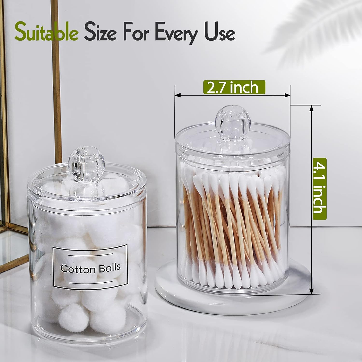 AOZITA 2 Pack Acrylic Q-tip Holder Dispenser