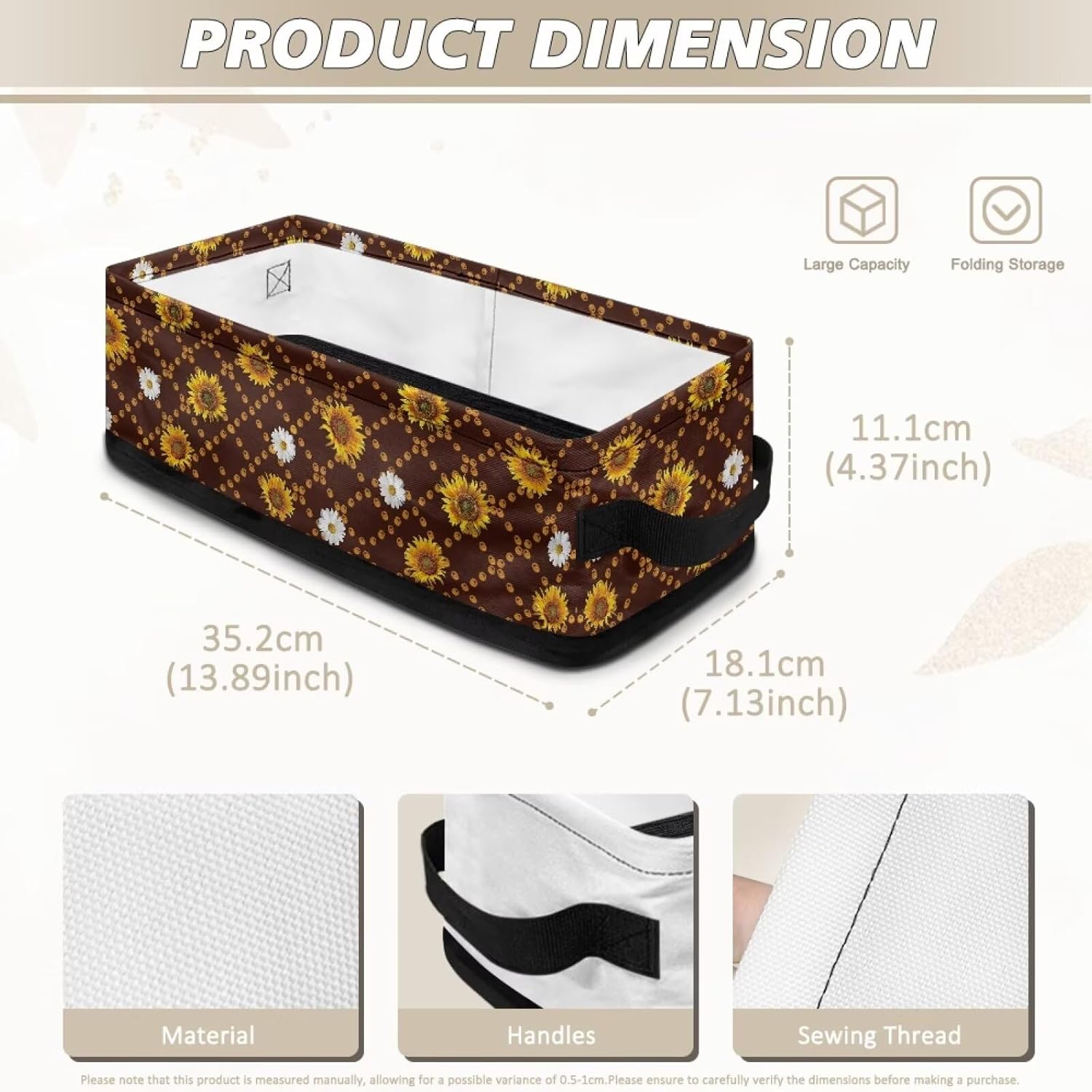 Sunflower Daisy Toilet Paper Basket with Handle