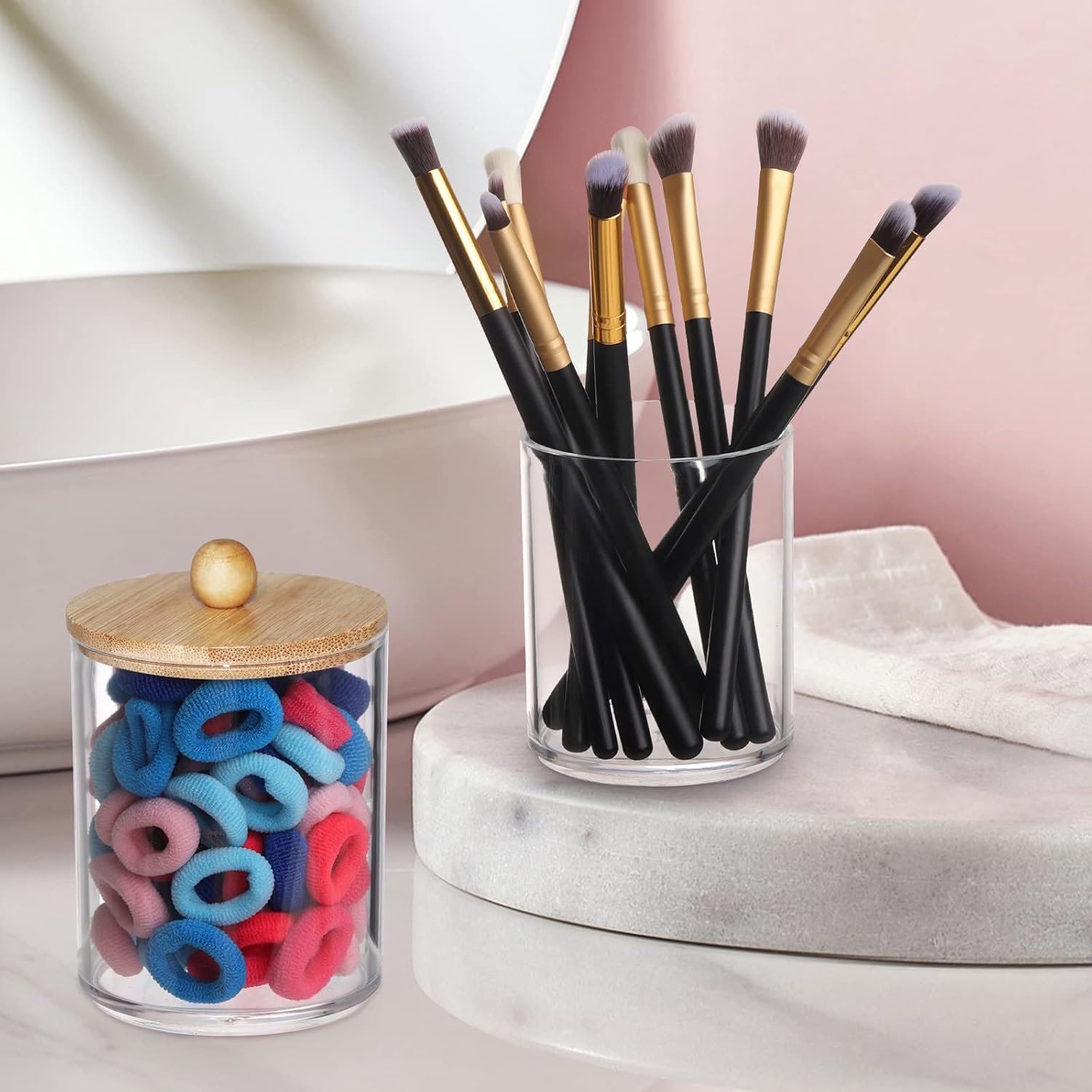 Tbestmax 4 Pack Qtip Holder with Bamboo Lids 1
