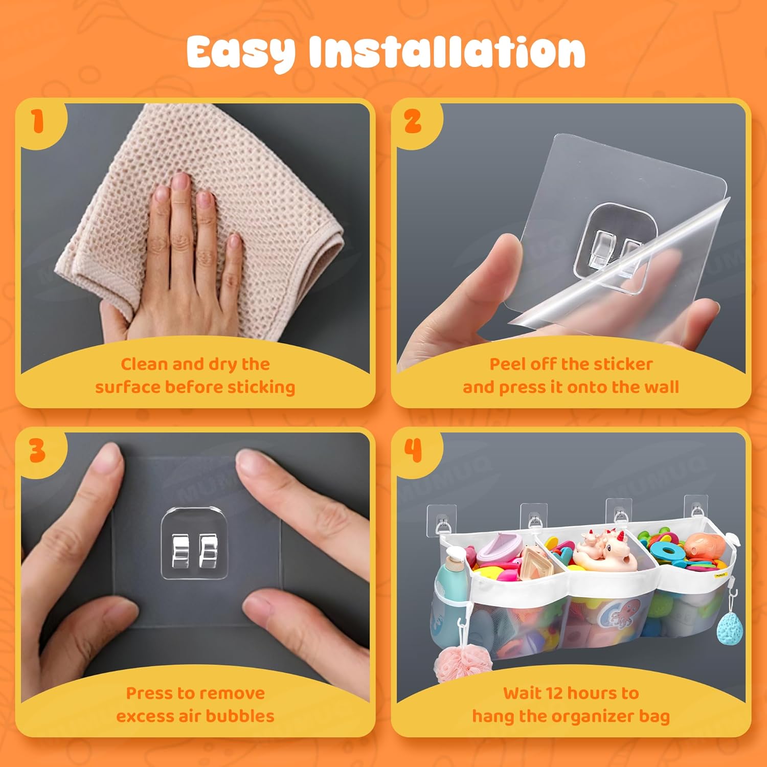 MUMUQ 3 Compartment Bath Toy Storage Bag 1