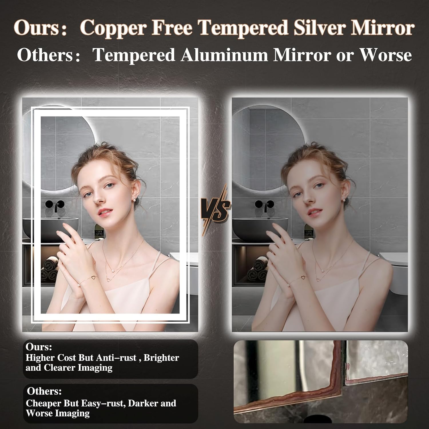 TOTOUS 24x32 LED Mirror with Front and Backlit Light