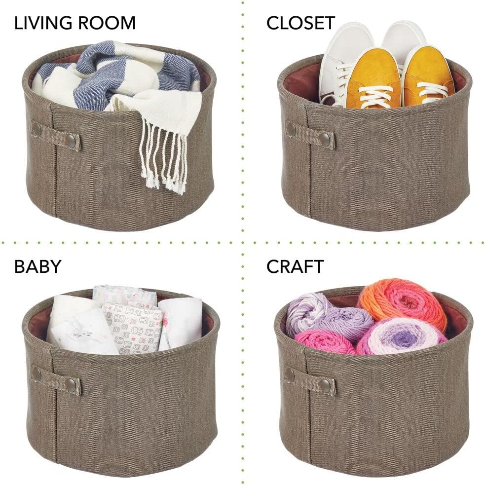 mDesign Soft Cotton Bathroom Storage Bin - 2 Pack Espresso Brown