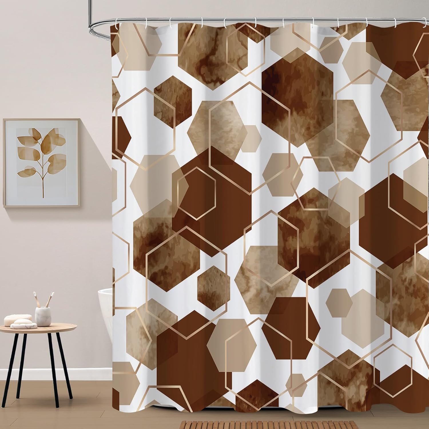 Litabel Brown and Grey Modern Shower Curtain 72x72 Inch