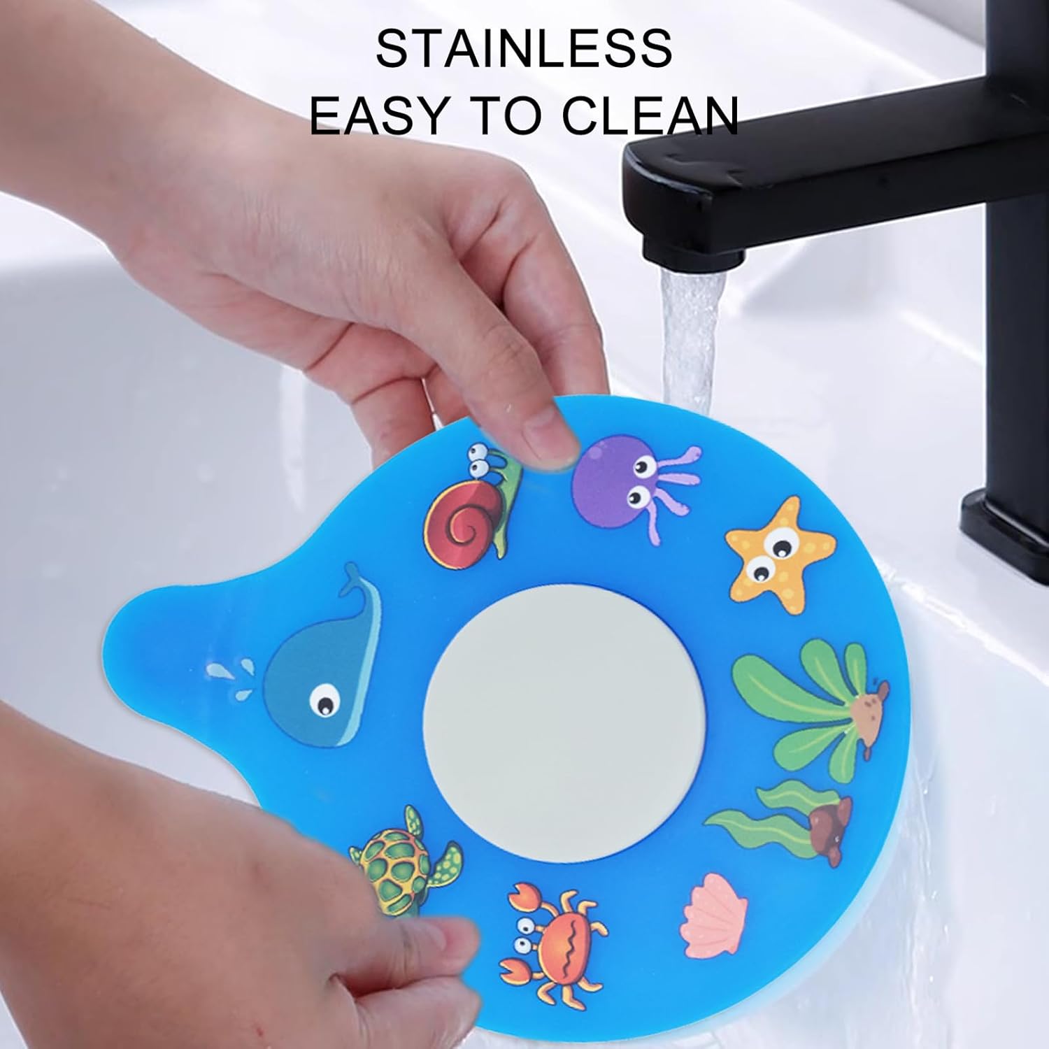 Yueton Blue Silicone Bath Drain Stopper with Cute Cartoon Design